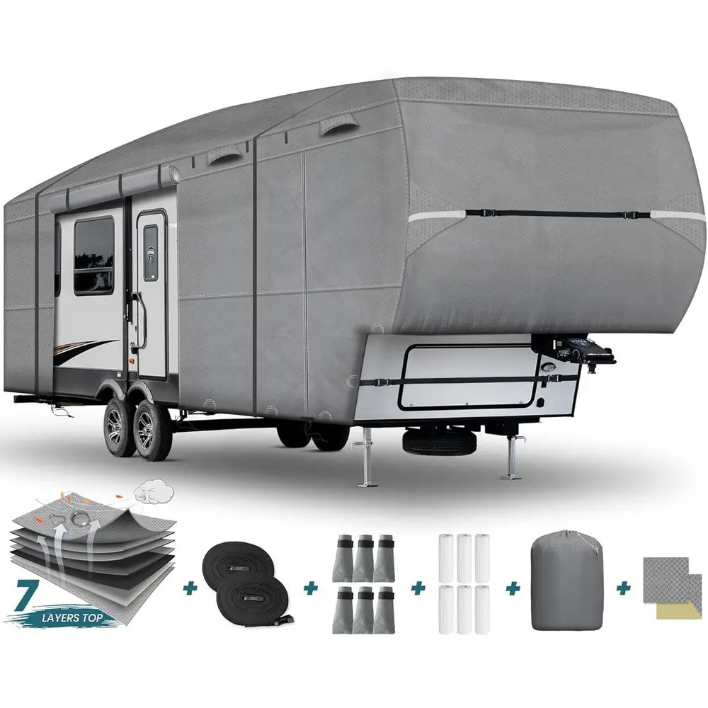 Fifth Wheel RV Cover 41ft-44ft, Waterproof & Scratch-Resistant 7-Layer Top with Inner Cotton, Anti-UV, Winter & Windproof, 6 Gut
Fifth Wheel RV Cover 41ft-44ft, Waterproof & Scratch-Resistant 7-Layer Top with Inner Cotton, Anti-UV, Winter & Windproof, 6 Gut
