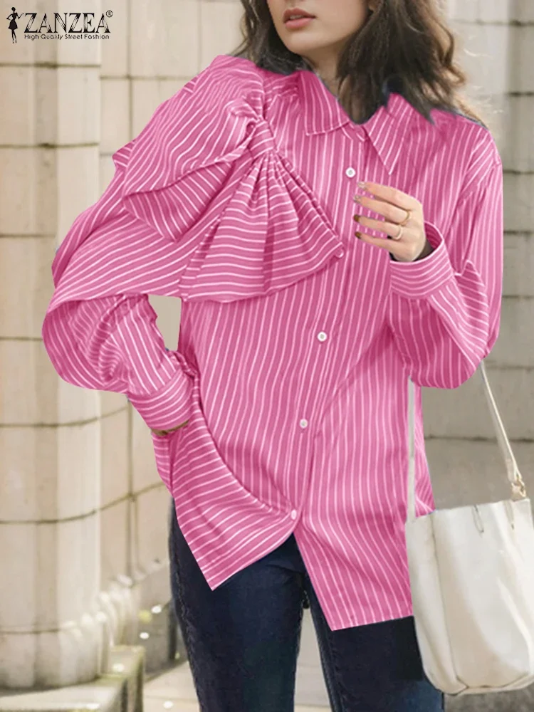 ZANZEA 2025 Women Long Sleeve Tops Casual Stripes Printed Shirts Elegant Lapel Bowtie Sritching Tees Korean Fashion Loose Tunic
ZANZEA 2025 Women Long Sleeve Tops Casual Stripes Printed Shirts Elegant Lapel Bowtie Sritching Tees Korean Fashion Loose Tunic