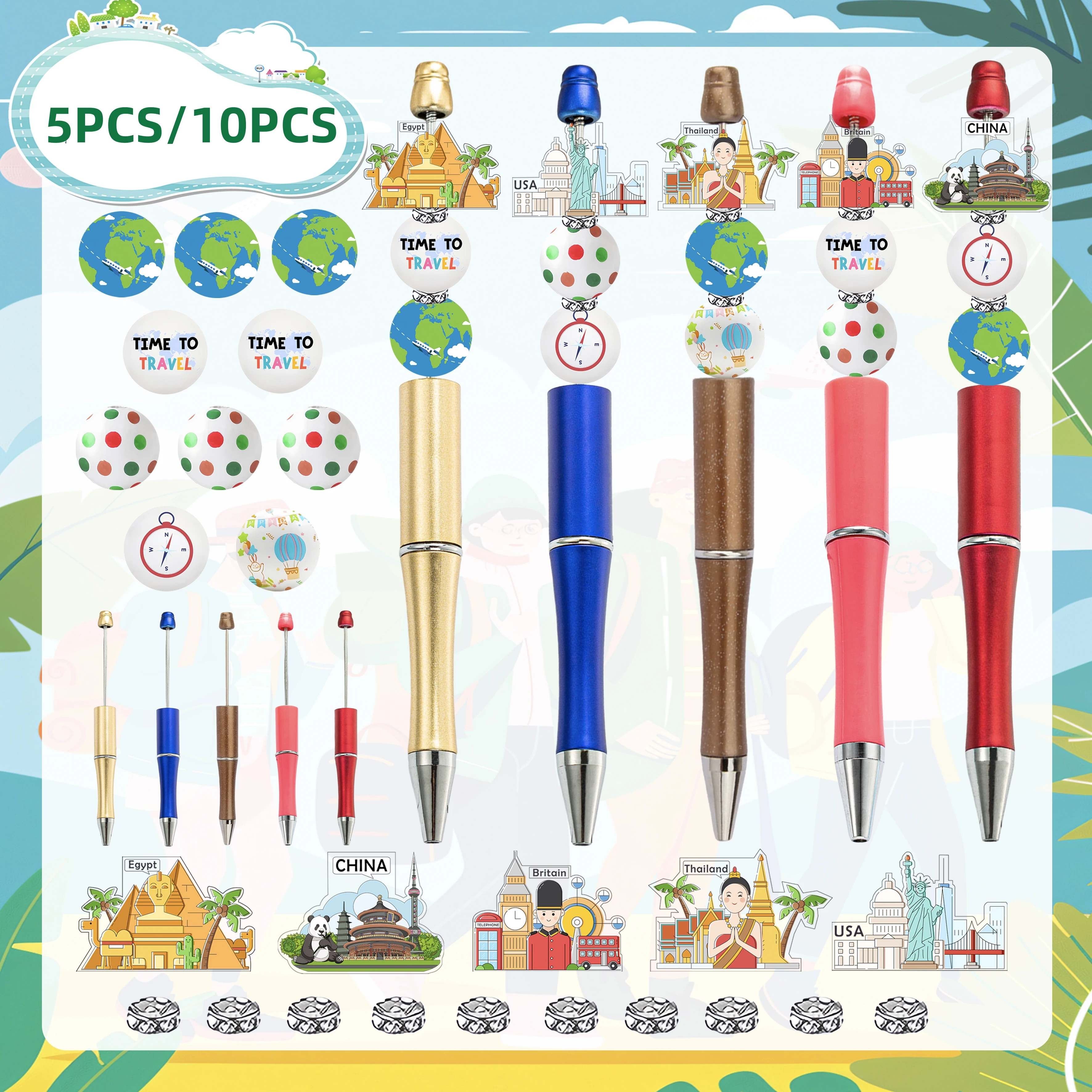 5PCS/10PCS Global Travel World Landmark Architecture Theme DIY Beaded Ballpoint Pen and Bead Set,Creative Office&Study Sullpies
5PCS/10PCS Global Travel World Landmark Architecture Theme DIY Beaded Ballpoint Pen and Bead Set,Creative Office&Study Sullpies