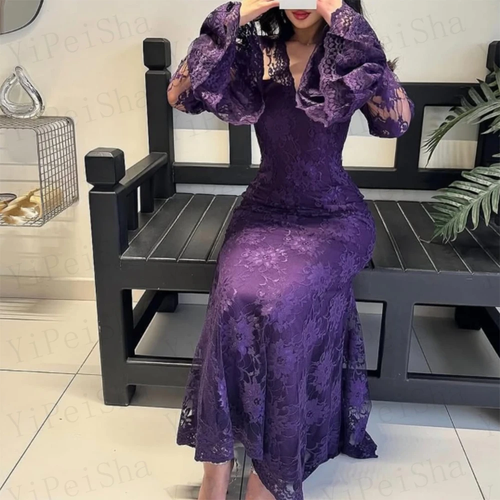 Customized A-Line Prom Dresses Ankle-Lengt V-Neck Full Sleeve Evening Gown Simple Fashion Lace Ruffles Draped Party Dresses
Customized A-Line Prom Dresses Ankle-Lengt V-Neck Full Sleeve Evening Gown Simple Fashion Lace Ruffles Draped Party Dresses