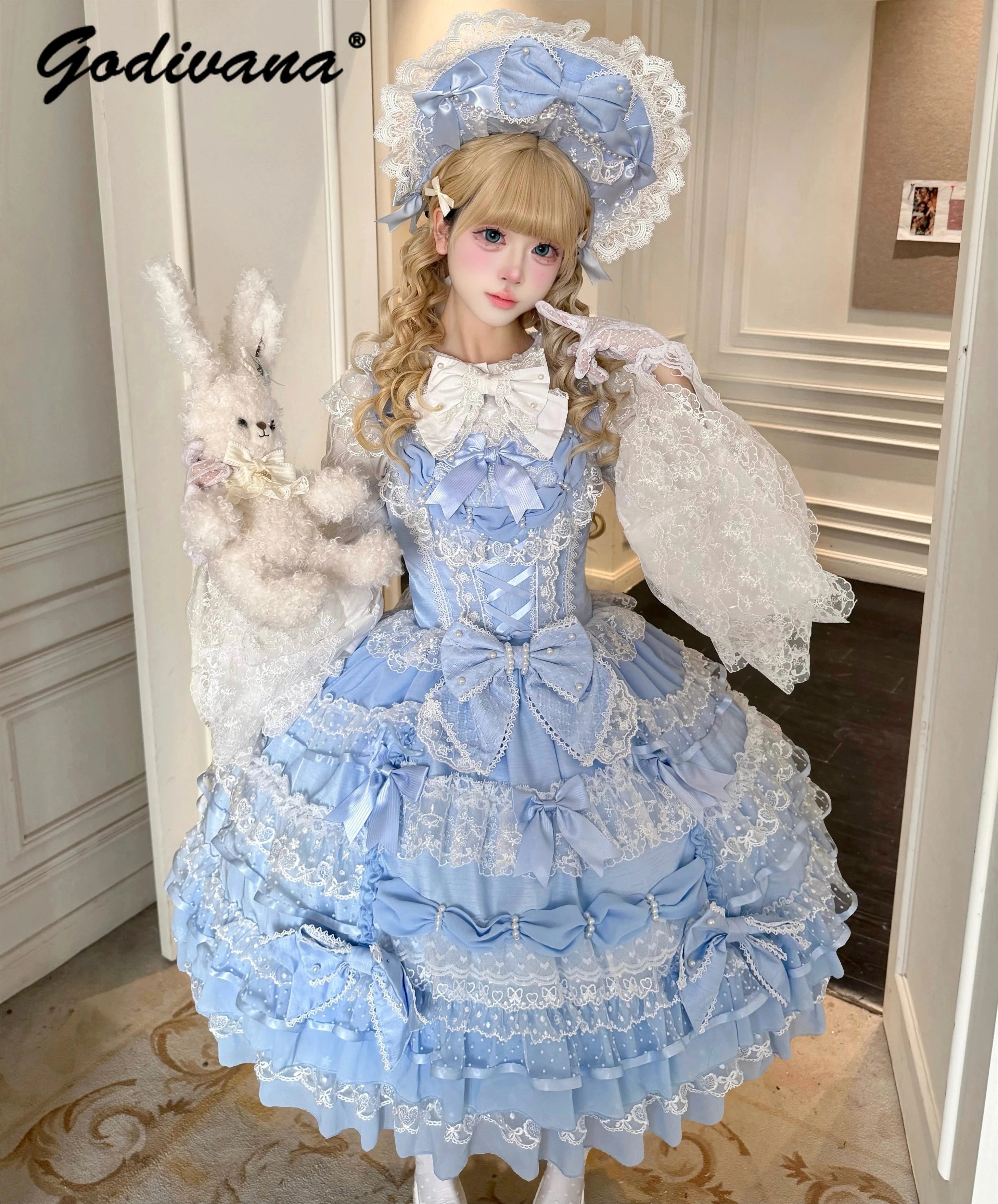 New Spring Women's Lolita Dress Sweet Girls Jsk Slip Dress with Bnt Bow Lace Stitching Romantic Princess Suspender Dresses
New Spring Women's Lolita Dress Sweet Girls Jsk Slip Dress with Bnt Bow Lace Stitching Romantic Princess Suspender Dresses
