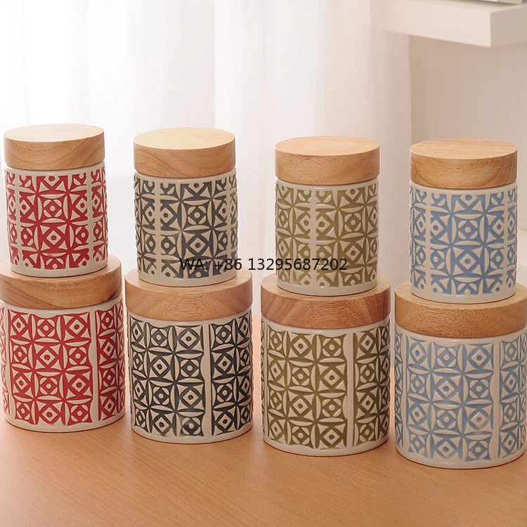 Western Style Antique Style Embossed Porcelain Candy Nut Food Storage Jar with Bamboo Lid
Western Style Antique Style Embossed Porcelain Candy Nut Food Storage Jar with Bamboo Lid