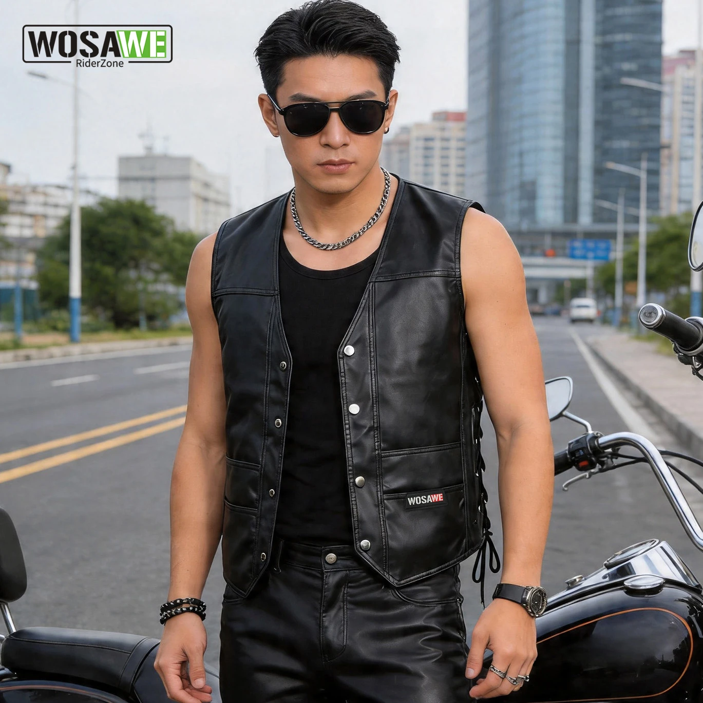 WOSAWE Men's Motorcycle Biker Vest PU Leather 7 Pockets Cycling Waistcoat Windproof Side Lace-up Outdoor Riding Jacket
WOSAWE Men's Motorcycle Biker Vest PU Leather 7 Pockets Cycling Waistcoat Windproof Side Lace-up Outdoor Riding Jacket