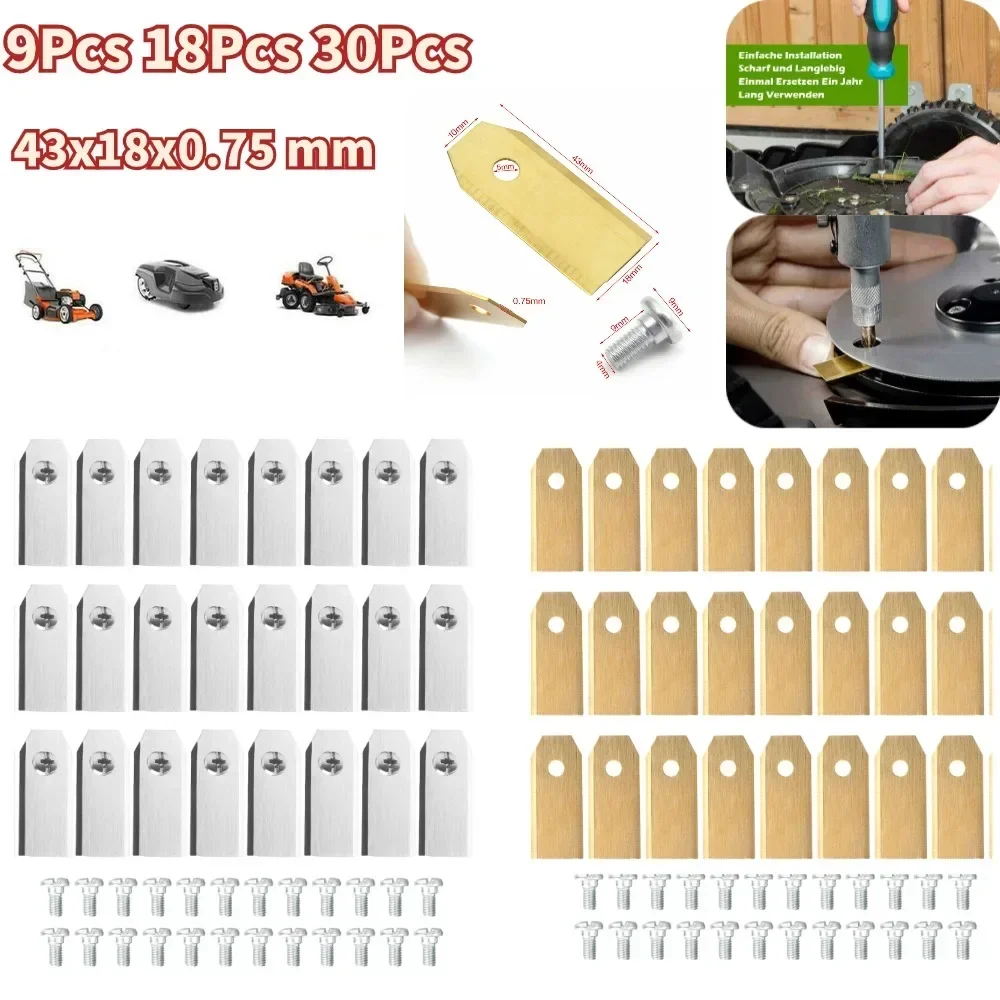 Stainless Steel Lawn Mower Cutting Blades W/Screw Kit Replacement For Robotic Lawn Mower Repair Kit 9/18/30Pcs
Stainless Steel Lawn Mower Cutting Blades W/Screw Kit Replacement For Robotic Lawn Mower Repair Kit 9/18/30Pcs