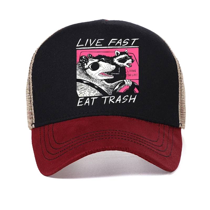 Live Fast! Eat Trash! funny hat Hot Sale New Hip hop hats For Men Cotton Dad Hat summer Mesh Breathable hats
Live Fast! Eat Trash! funny hat Hot Sale New Hip hop hats For Men Cotton Dad Hat summer Mesh Breathable hats