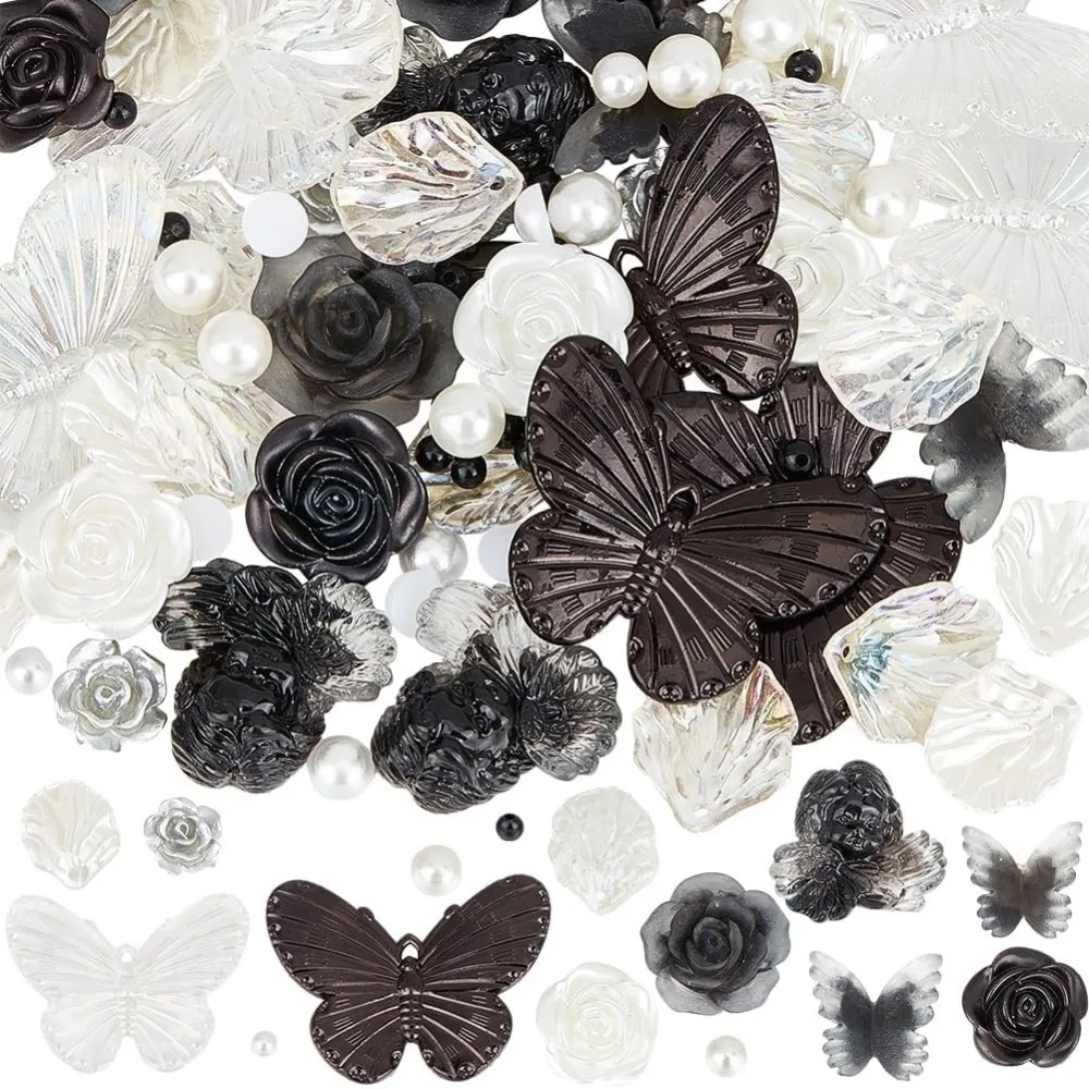 522Pcs Flower Resin Charms 3D Butterflies Nail Charms Rose Flowers Butterfly Beads Black White Themed Resin Flatback Beads
522Pcs Flower Resin Charms 3D Butterflies Nail Charms Rose Flowers Butterfly Beads Black White Themed Resin Flatback Beads