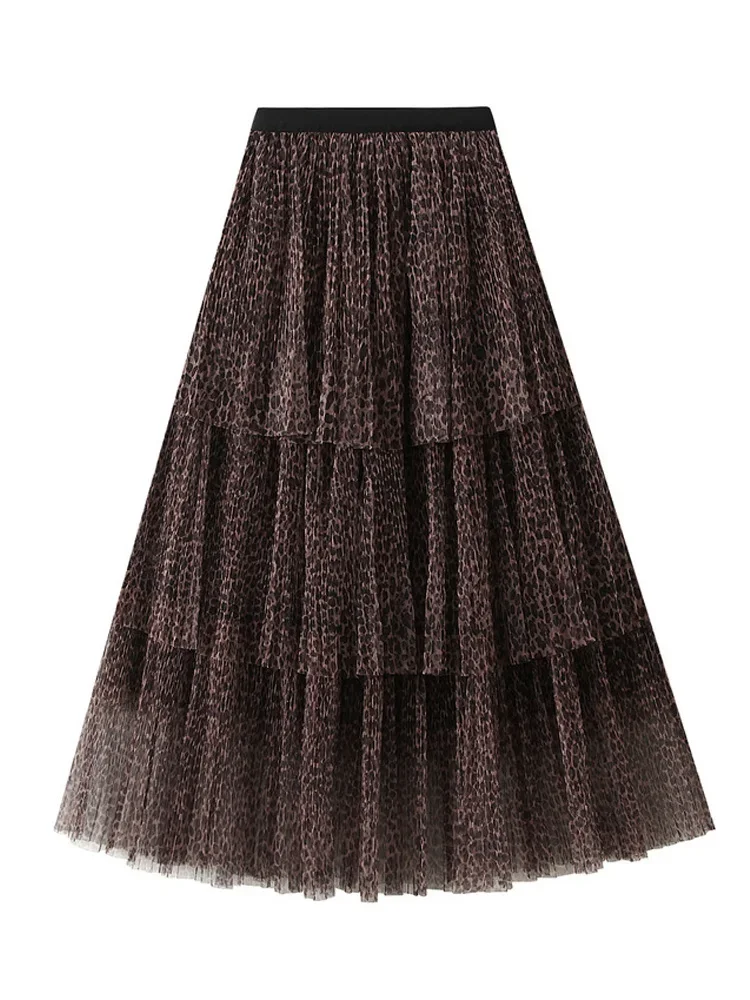 Tiered Leopard Tulle Skirt Women Fashionable Print Long Maxi Skirt Female Autumn Winter Vintage High Waist Mesh Skirt Lady S684
Tiered Leopard Tulle Skirt Women Fashionable Print Long Maxi Skirt Female Autumn Winter Vintage High Waist Mesh Skirt Lady S684