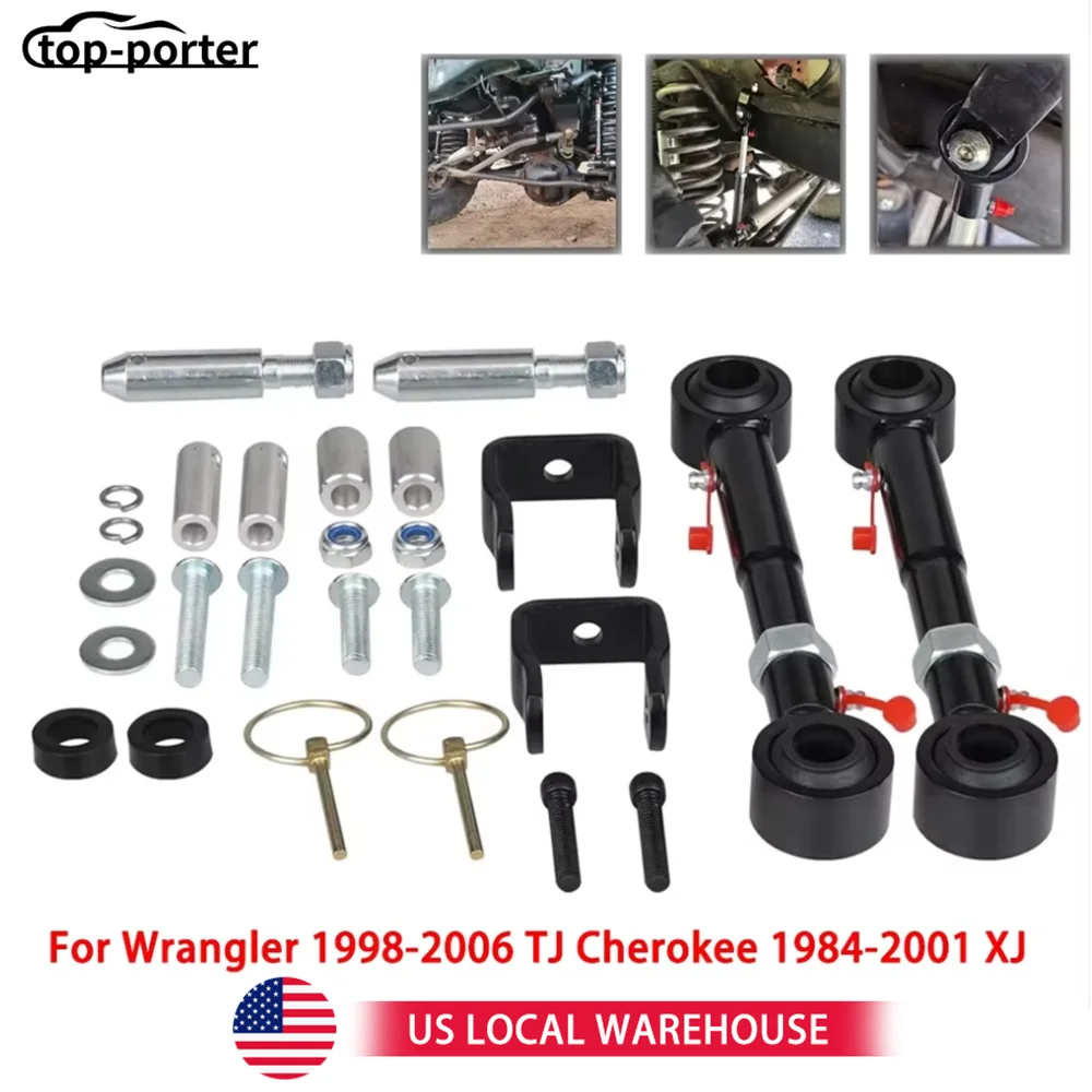 Adjustable Front Sway Bar Links Quicker Disconnects Black For Wrangler 1998-2006 TJ Cherokee 1984-2001 XJ With 2.5" - 6" Lifts
Adjustable Front Sway Bar Links Quicker Disconnects Black For Wrangler 1998-2006 TJ Cherokee 1984-2001 XJ With 2.5" - 6" Lifts