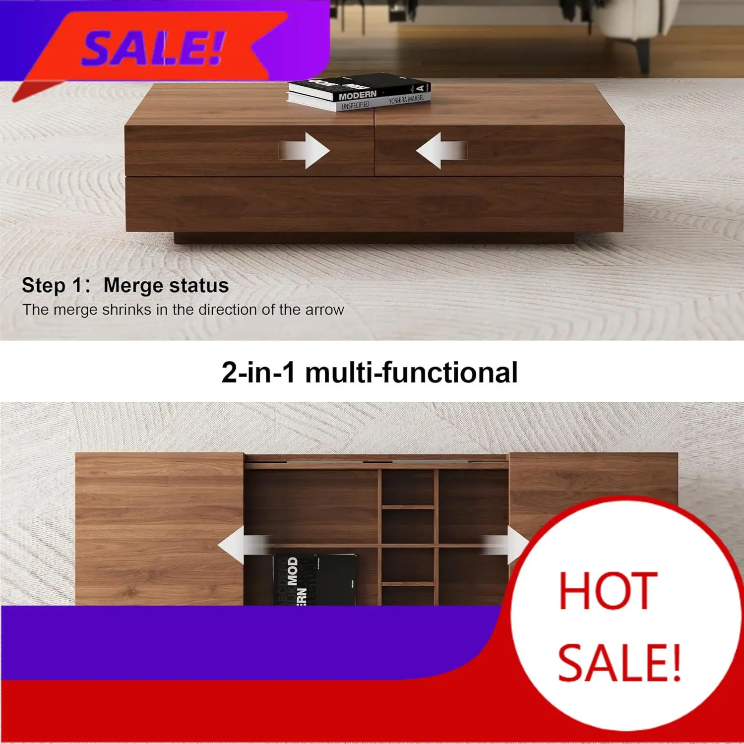 Mid-Century Modern Expandable Coffee Table (47.2"-81.8" Adjustable Centerpiece),Center Table with Large Storage for Living Room
Mid-Century Modern Expandable Coffee Table (47.2"-81.8" Adjustable Centerpiece),Center Table with Large Storage for Living Room