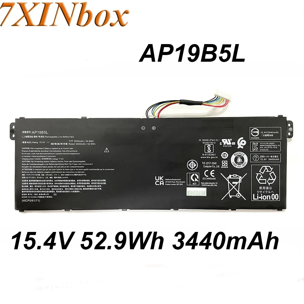 7XINbox AP19B5L 15.4V 52.9Wh 3440mAh Laptop Battery For Acer Aspire 5 A515-43 DDR4 R057 R19L R22T SF314-42 Series
7XINbox AP19B5L 15.4V 52.9Wh 3440mAh Laptop Battery For Acer Aspire 5 A515-43 DDR4 R057 R19L R22T SF314-42 Series