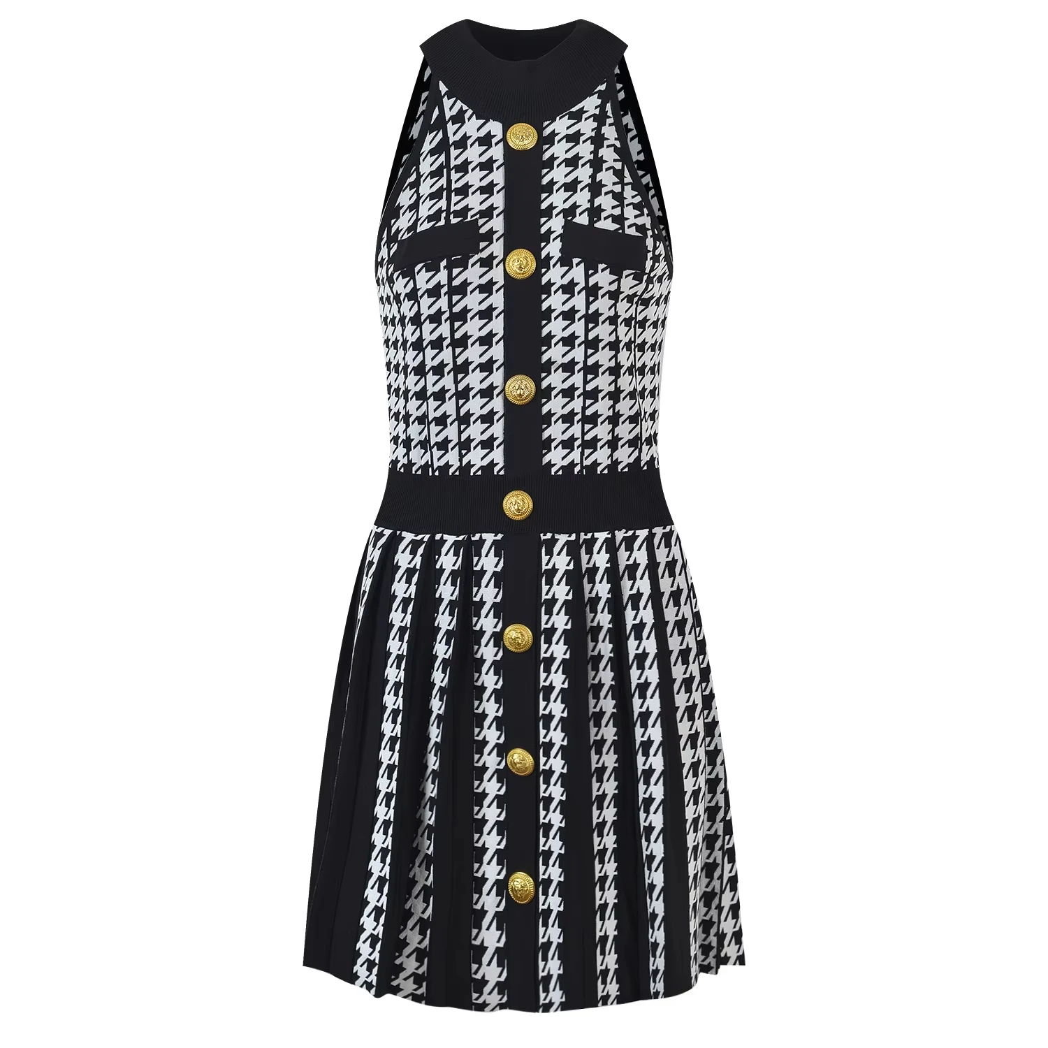 2024 Popular Summer Sleevless Classic Houndstooth Pattern Quality Vintage Pleated Knit Halter Tank Dress
2024 Popular Summer Sleevless Classic Houndstooth Pattern Quality Vintage Pleated Knit Halter Tank Dress