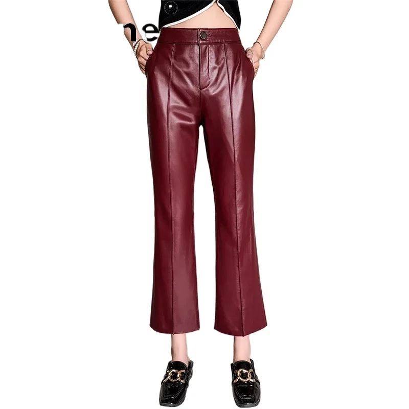 Tajiyane Genuine Leather Pants Women's Autumn Winter MicroTrousers Fashion Slim Elastic Waist Sheepskin Nine-point Pants FCY185
Tajiyane Genuine Leather Pants Women's Autumn Winter MicroTrousers Fashion Slim Elastic Waist Sheepskin Nine-point Pants FCY185