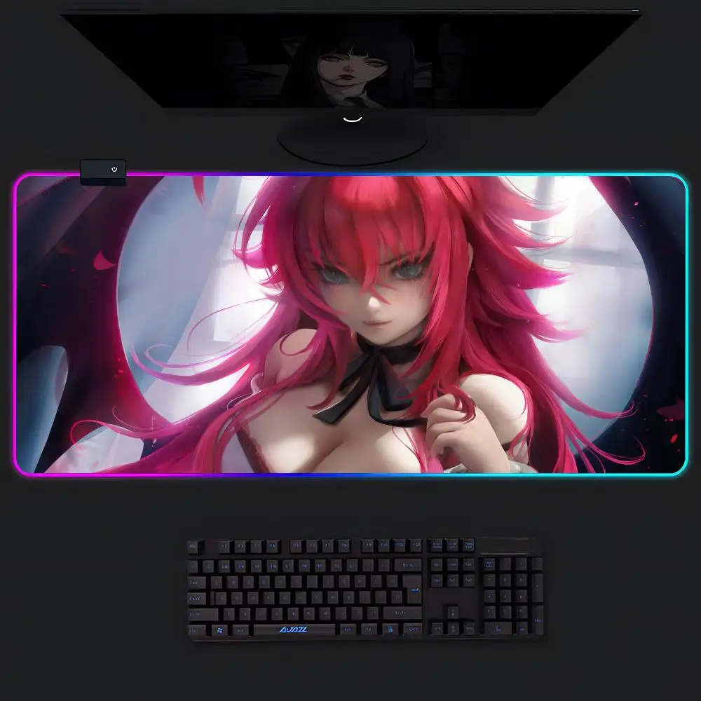 Anime High School DxD Mouse Pad Gamer Luminescence Led Mouse Pad Gaming Table Rgb Deskmat Keyboard Pc Mousepad