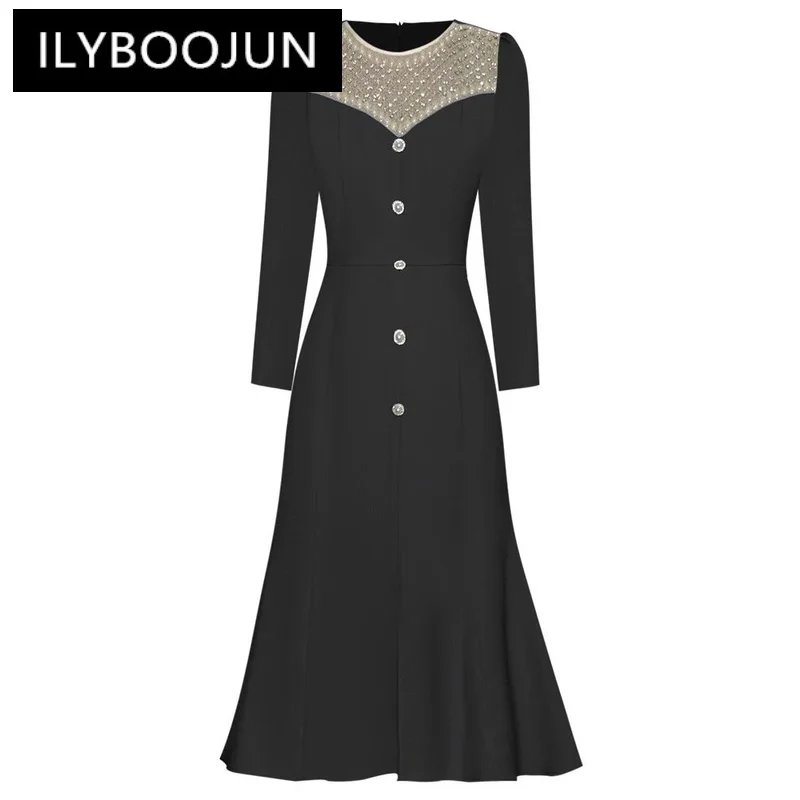ILYBOOJUN Fashion Designer Autumn Mermaid Dress Women O-Neck Long Sleeve Beading Crystal Button Office Lady Midi Dresses
ILYBOOJUN Fashion Designer Autumn Mermaid Dress Women O-Neck Long Sleeve Beading Crystal Button Office Lady Midi Dresses