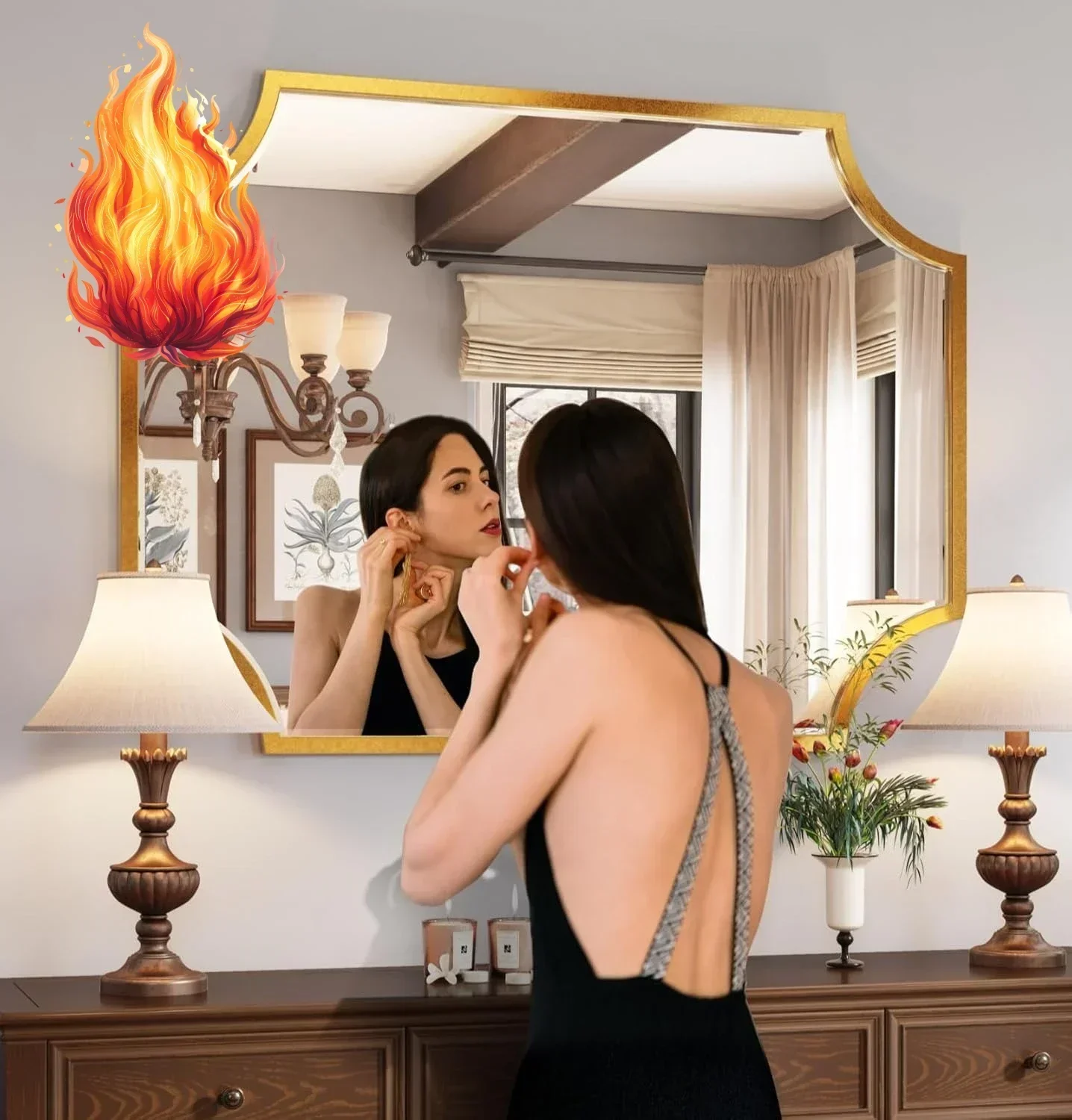 30"x40" Large Gold Bathroom Mirror for Wall, Gold Scalloped Vanity Mirror Bevelled Framed Decorative Mirror for Master Bath
30"x40" Large Gold Bathroom Mirror for Wall, Gold Scalloped Vanity Mirror Bevelled Framed Decorative Mirror for Master Bath
