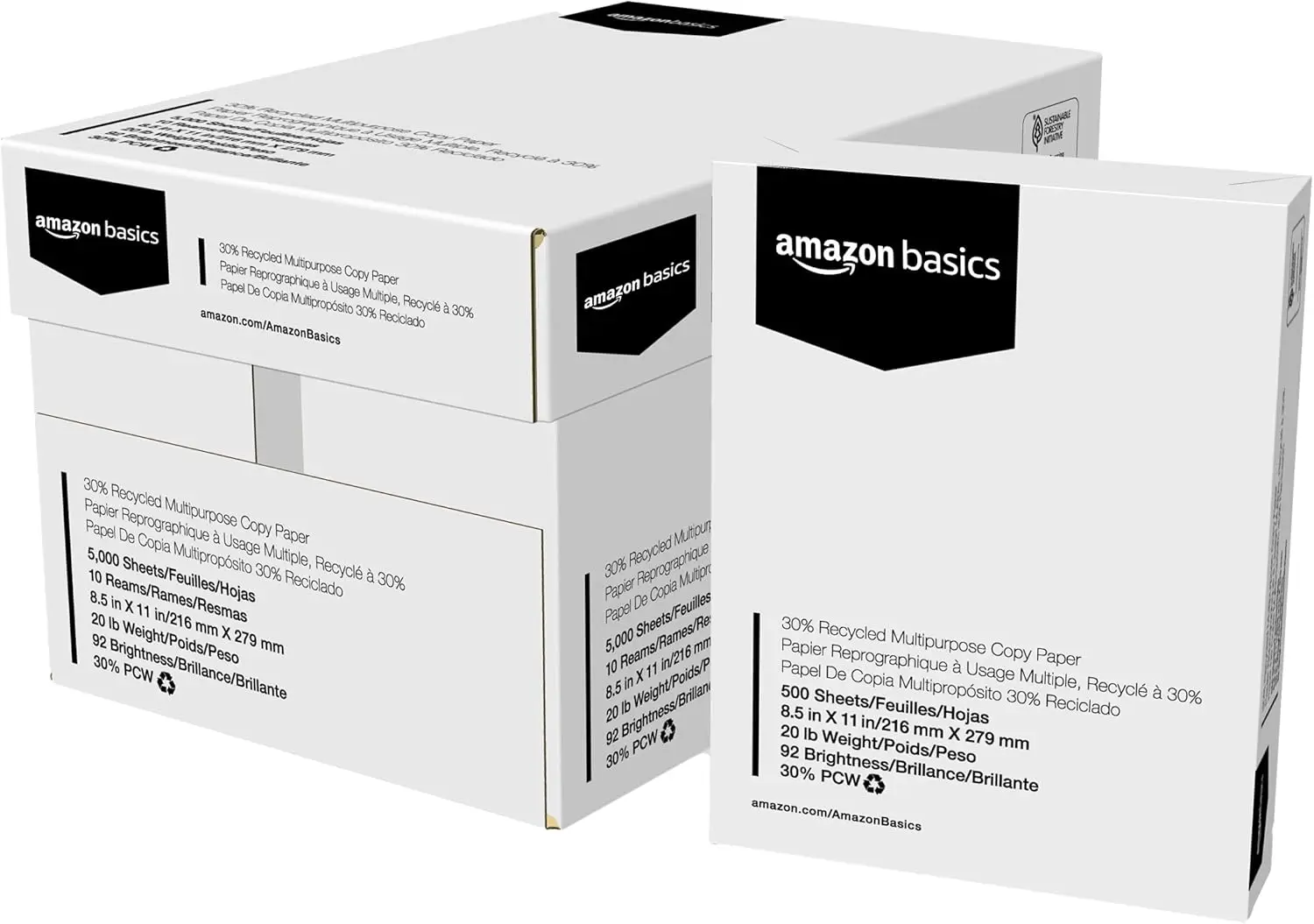 30% Recycled Multipurpose Copy & Print Paper, 8.5 x 11 Inches, 20 lb, 92 Bright, White, FSC Certified, 5000 Sheets (10 Reams)
30% Recycled Multipurpose Copy & Print Paper, 8.5 x 11 Inches, 20 lb, 92 Bright, White, FSC Certified, 5000 Sheets (10 Reams)