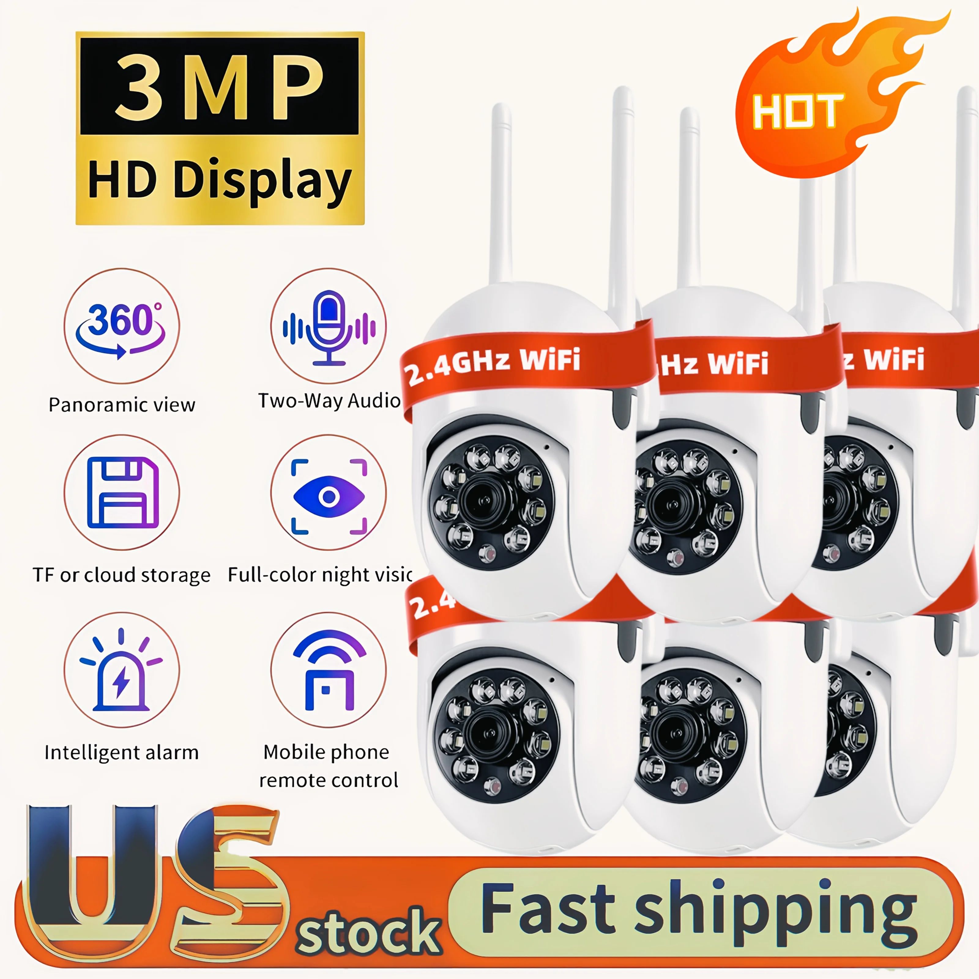 10pcs Wireless Surveillance Cameras with 3MP HD Resolution, 355° PTZ, AI Motion Detection, Two-Way Audio, Color Night Vision, Indoor/Outdoor Wall Mount, USB Powered Wifi Security Cameras for 24/7 Video Protection, Wireless Security Camera
10pcs Wireless Surveillance Cameras with 3MP HD Resolution, 355° PTZ, AI Motion Detection, Two-Way Audio, Color Night Vision, Indoor/Outdoor Wall Mount, USB Powered Wifi Security Cameras for 24/7 Video Protection, Wireless Security Camera