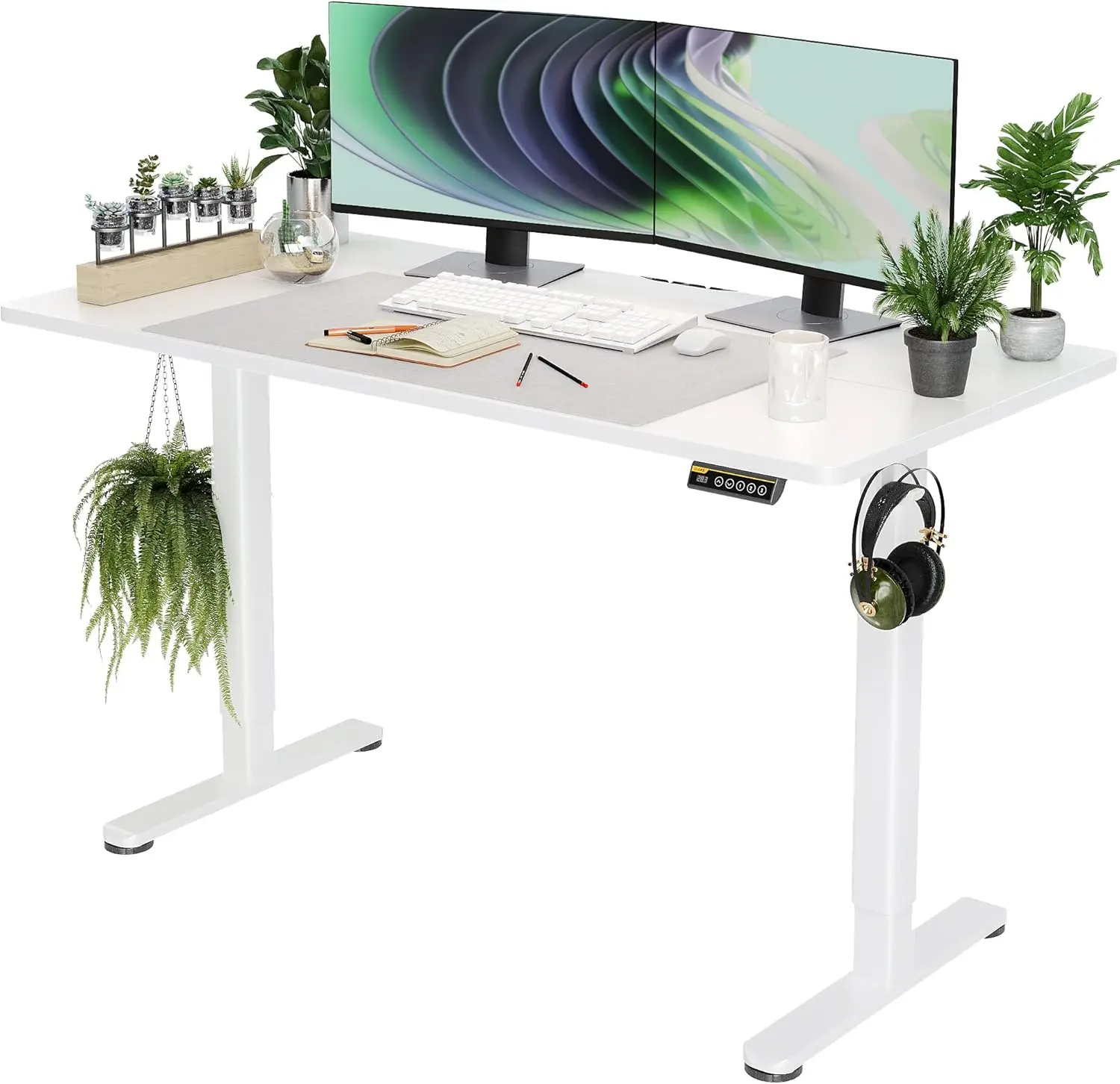 Electric Height Adjustable Standing Desk, 55x24 Inches Sit Stand Home Office Desk with Splice Board, White Frame/Top
Electric Height Adjustable Standing Desk, 55x24 Inches Sit Stand Home Office Desk with Splice Board, White Frame/Top