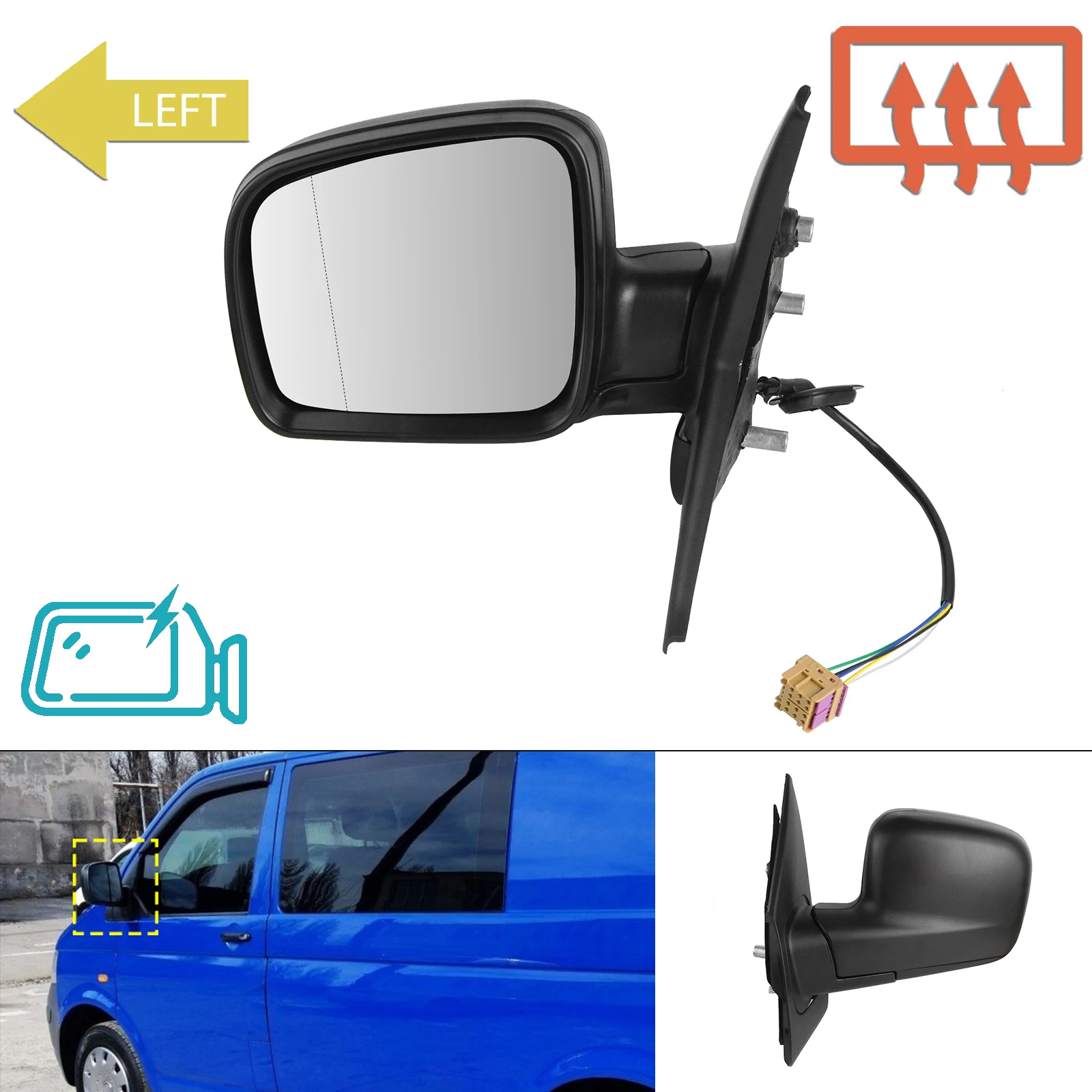 Left Side Door Mirror Assembly Electric Heated For 03-09 VW T5 Transporter Caravelle Multivan V LHD Rearview Mirror Black Primer
Left Side Door Mirror Assembly Electric Heated For 03-09 VW T5 Transporter Caravelle Multivan V LHD Rearview Mirror Black Primer