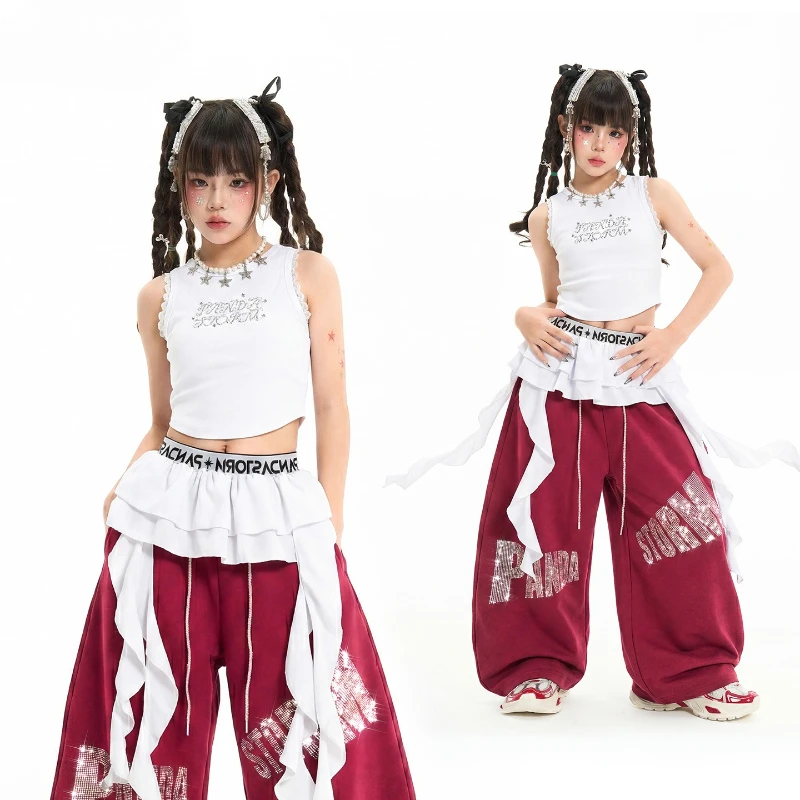 New Girls Jazz Dance Clothes Hip Hop Costume Kpop White Vest Baggy Pants Cool Street Wear Group Stage Performance Catwalk Wear
New Girls Jazz Dance Clothes Hip Hop Costume Kpop White Vest Baggy Pants Cool Street Wear Group Stage Performance Catwalk Wear
