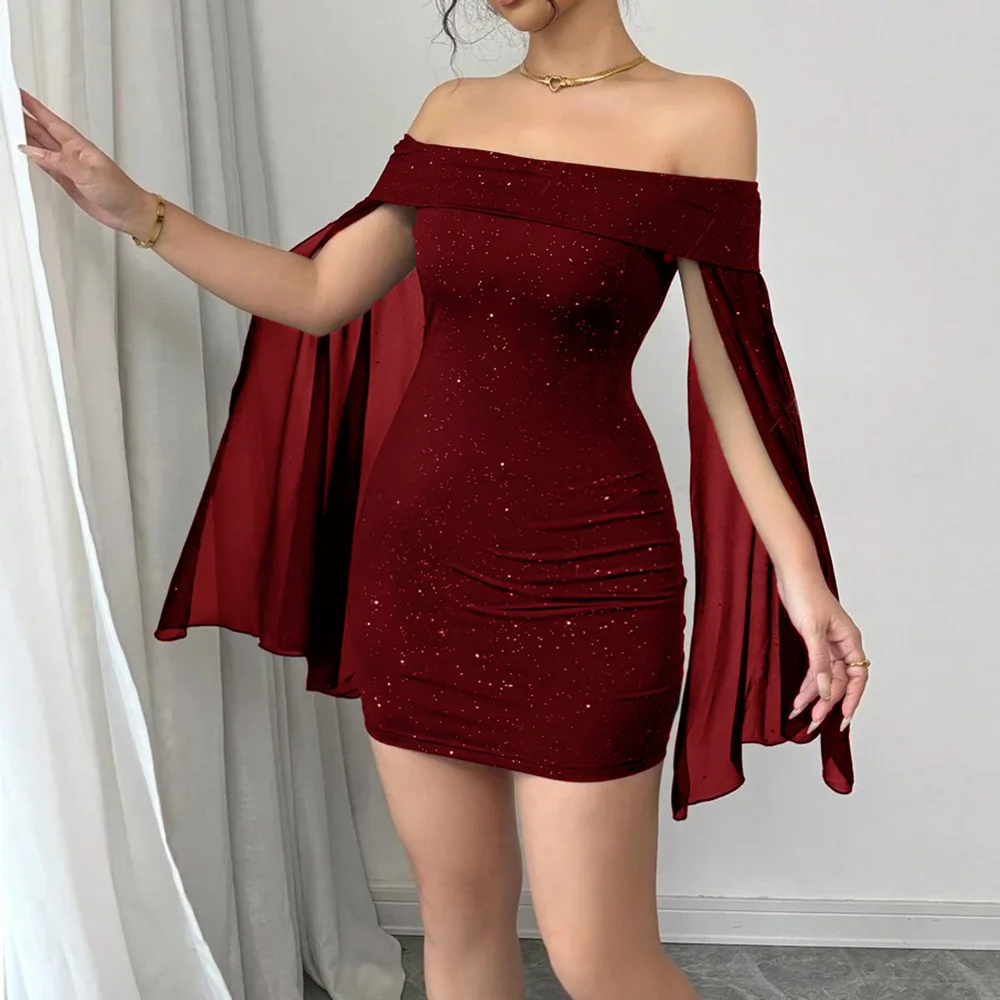 Women's New Product Flying Sleeve One Shoulder Dress Sexy Bareback One Step Dresses for Women Party
Women's New Product Flying Sleeve One Shoulder Dress Sexy Bareback One Step Dresses for Women Party