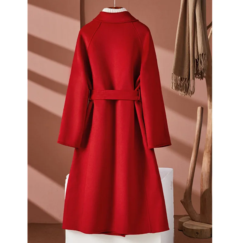 2025 Autumn/Winter New Double sided Cashmere Coat for Women Middle Long Solid Suit Collar Over knee Woolen Wool Coats With belt
2025 Autumn/Winter New Double sided Cashmere Coat for Women Middle Long Solid Suit Collar Over knee Woolen Wool Coats With belt