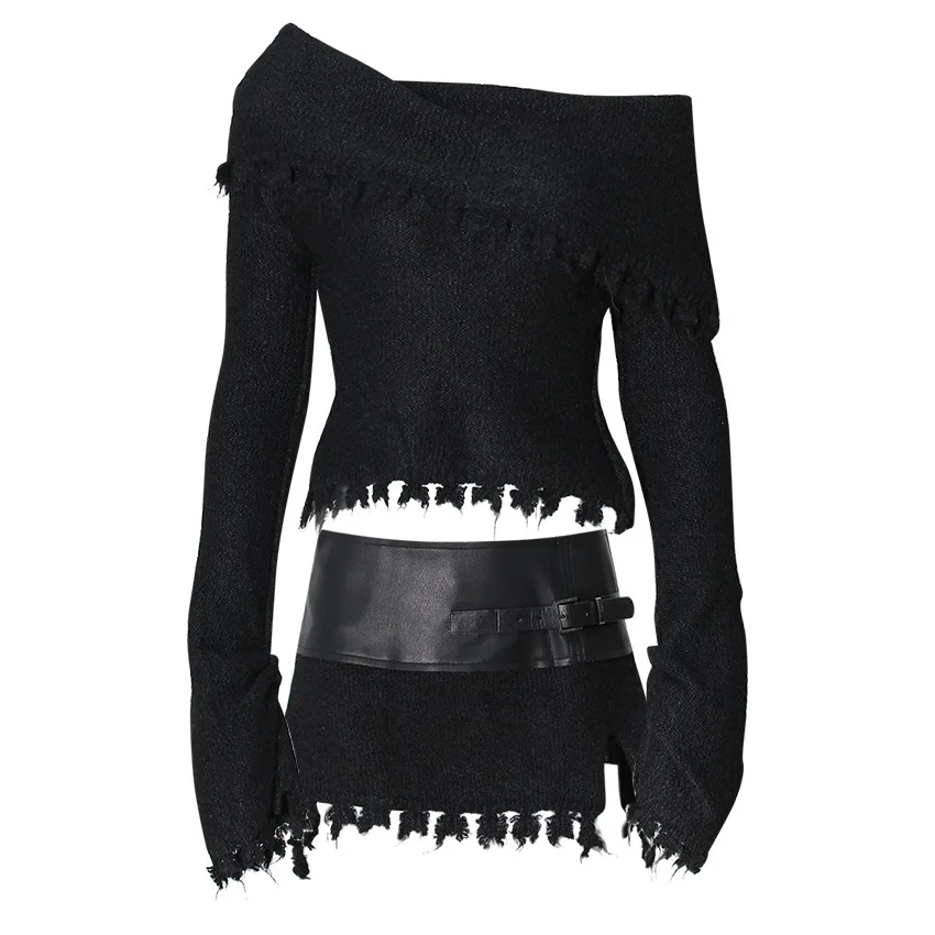 SuperAen 2025 Spring New Tassel Sexy Slimming One-shoulder Long-sleeved Sweater Patchwork Short Skirt Two-piece Sets
SuperAen 2025 Spring New Tassel Sexy Slimming One-shoulder Long-sleeved Sweater Patchwork Short Skirt Two-piece Sets