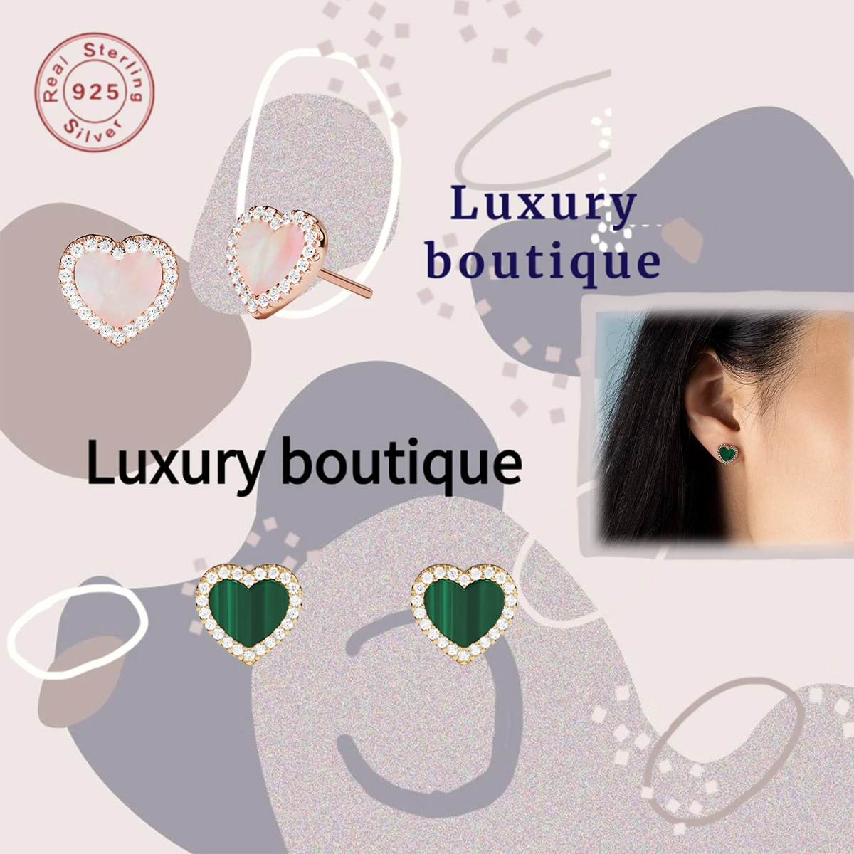 Solid Silver S925 Earrings with Diamond Pink Mother Shell Peacock Stone Love Women's Earrings Noble Valentine's Day Limited Gift
Solid Silver S925 Earrings with Diamond Pink Mother Shell Peacock Stone Love Women's Earrings Noble Valentine's Day Limited Gift