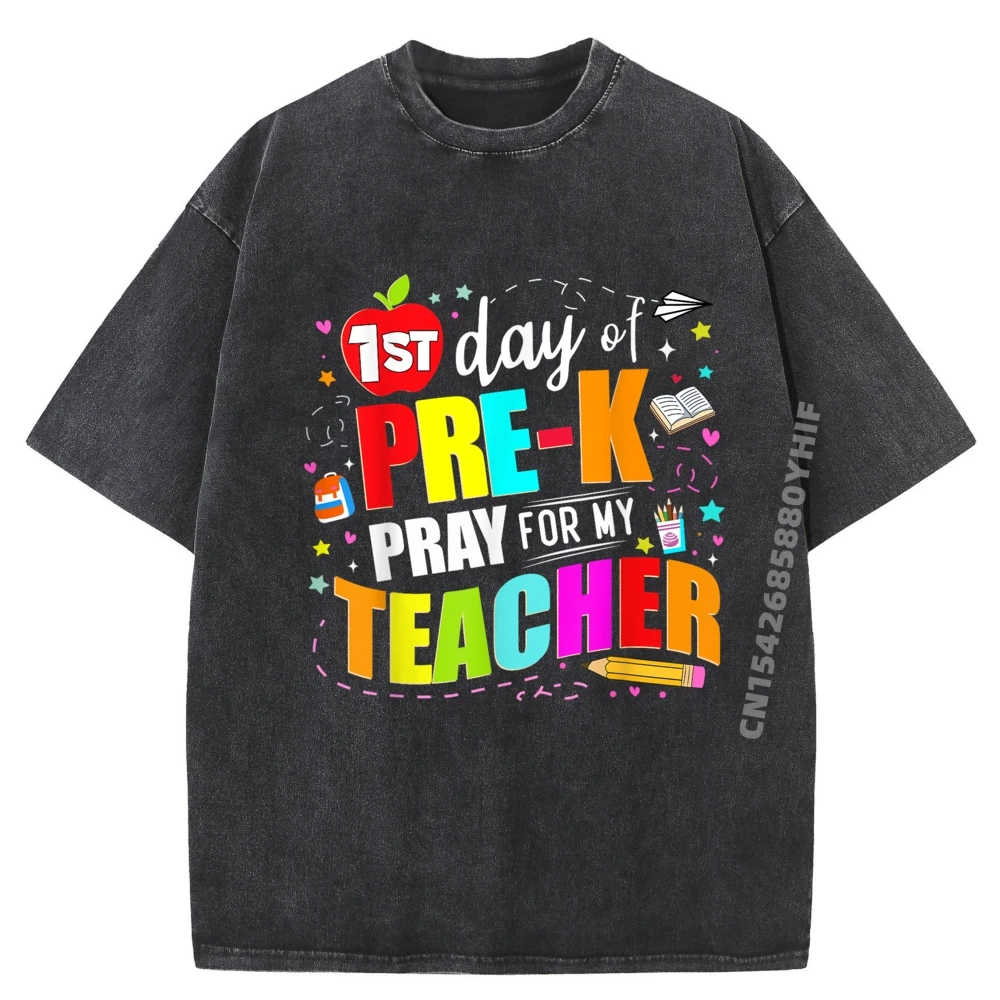 Funny First Day Of Prek Pray For My Teacher Back To School Mens Graphic T Shirt Fashion Washed Clothes
Funny First Day Of Prek Pray For My Teacher Back To School Mens Graphic T Shirt Fashion Washed Clothes