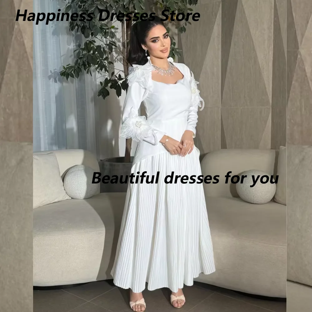 Customized Elegant A-line Evening Dresses Jersey Long Sleeves Flowers Party Dress Ankle-Length Saudi Arab Prom Gown
Customized Elegant A-line Evening Dresses Jersey Long Sleeves Flowers Party Dress Ankle-Length Saudi Arab Prom Gown