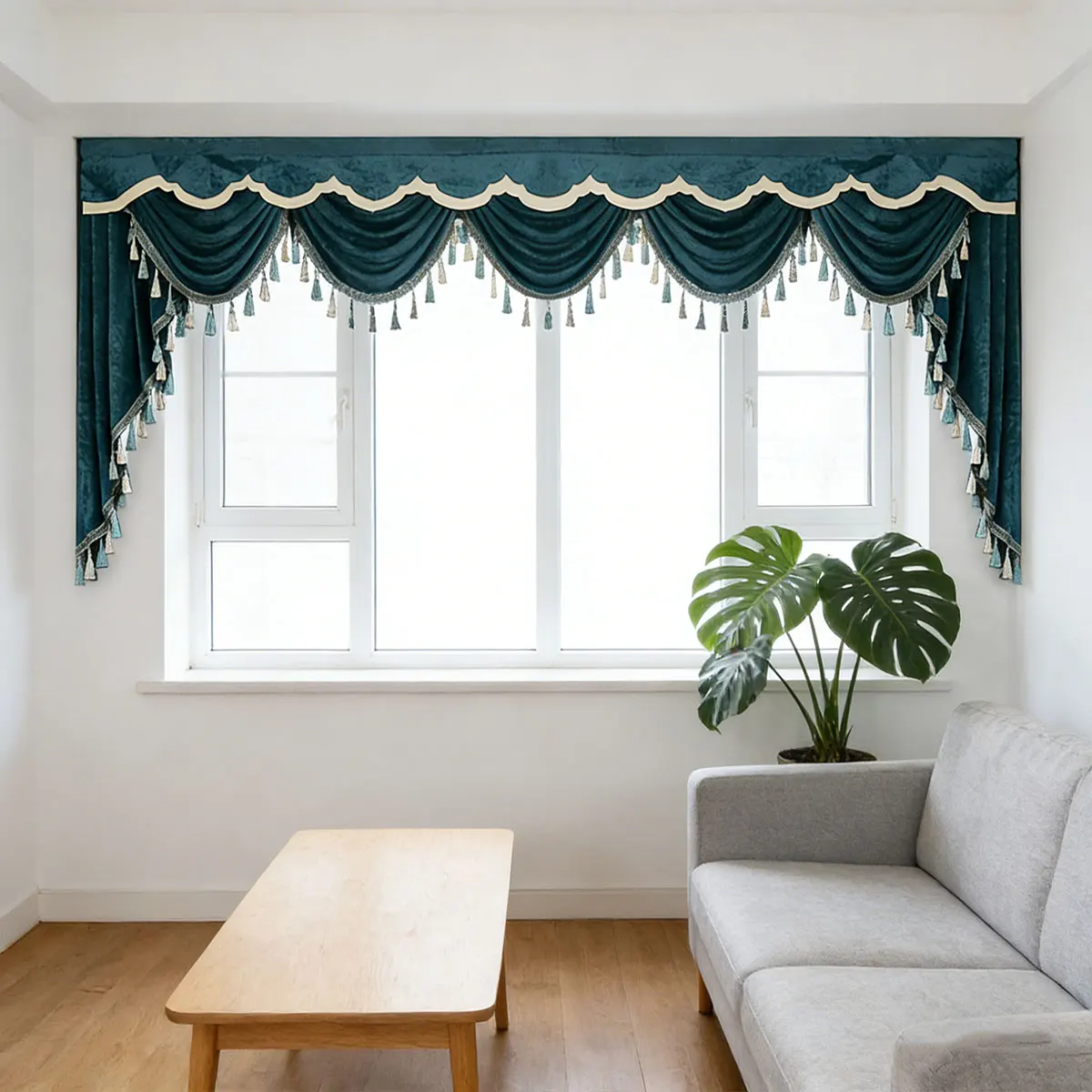 1Pc Classic European Swag Window Valance with Decorative Border & Tassels, High-End Plush Fabric Curtain Topper for Home
1Pc Classic European Swag Window Valance with Decorative Border & Tassels, High-End Plush Fabric Curtain Topper for Home