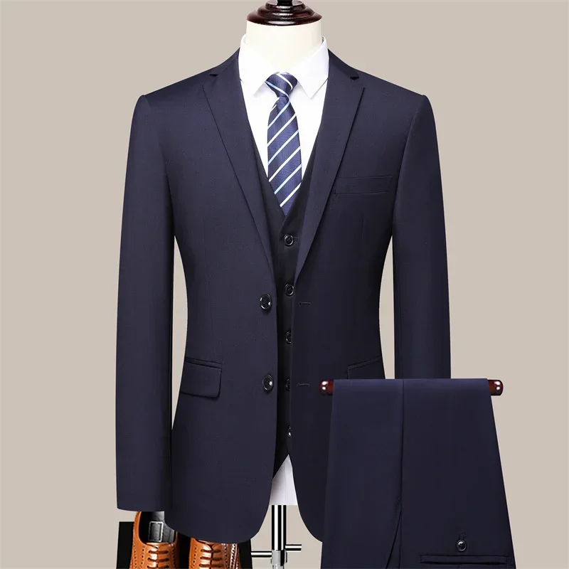 Mens High Quality Smart Casual Solid Color Three piece Suit Set for Wedding Fashion Business Blazer Vest And Trousers
Mens High Quality Smart Casual Solid Color Three piece Suit Set for Wedding Fashion Business Blazer Vest And Trousers