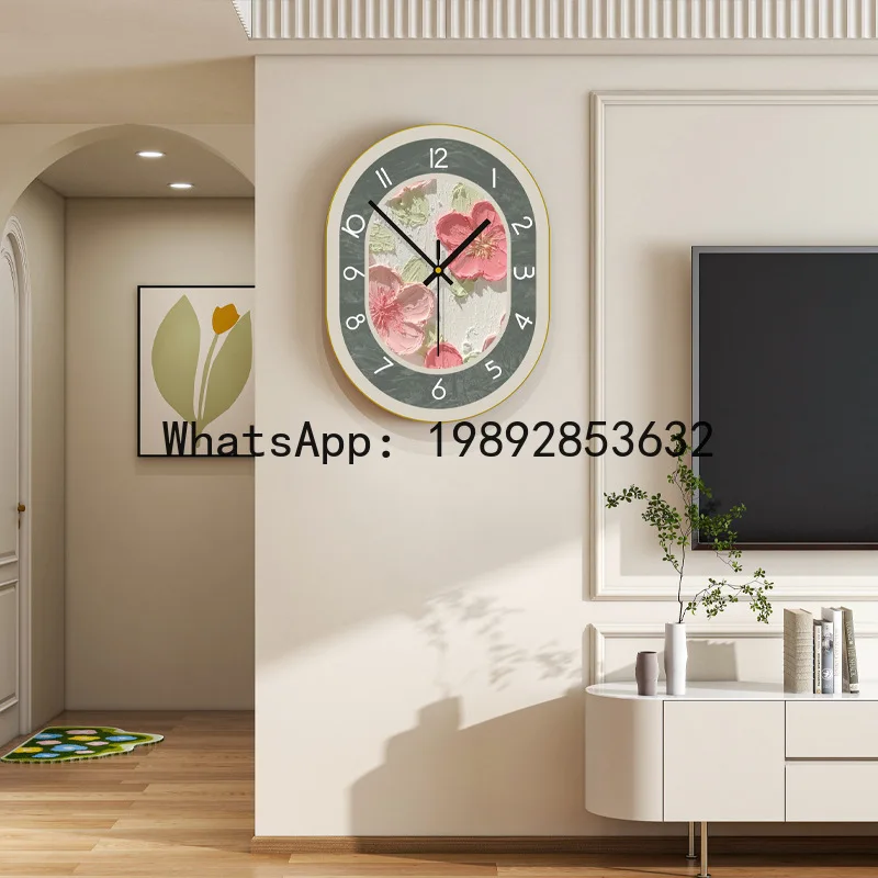 ZB5Living room clock, high-end French cream style home decoration, wall mounted dining room entrance, no punching clock
ZB5Living room clock, high-end French cream style home decoration, wall mounted dining room entrance, no punching clock