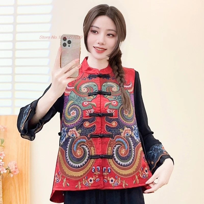 2026 chinese vintage hanfu tops traditional stand collar folk vest national flower embroidery sleeveless jacket ethnic folk vest
2026 chinese vintage hanfu tops traditional stand collar folk vest national flower embroidery sleeveless jacket ethnic folk vest