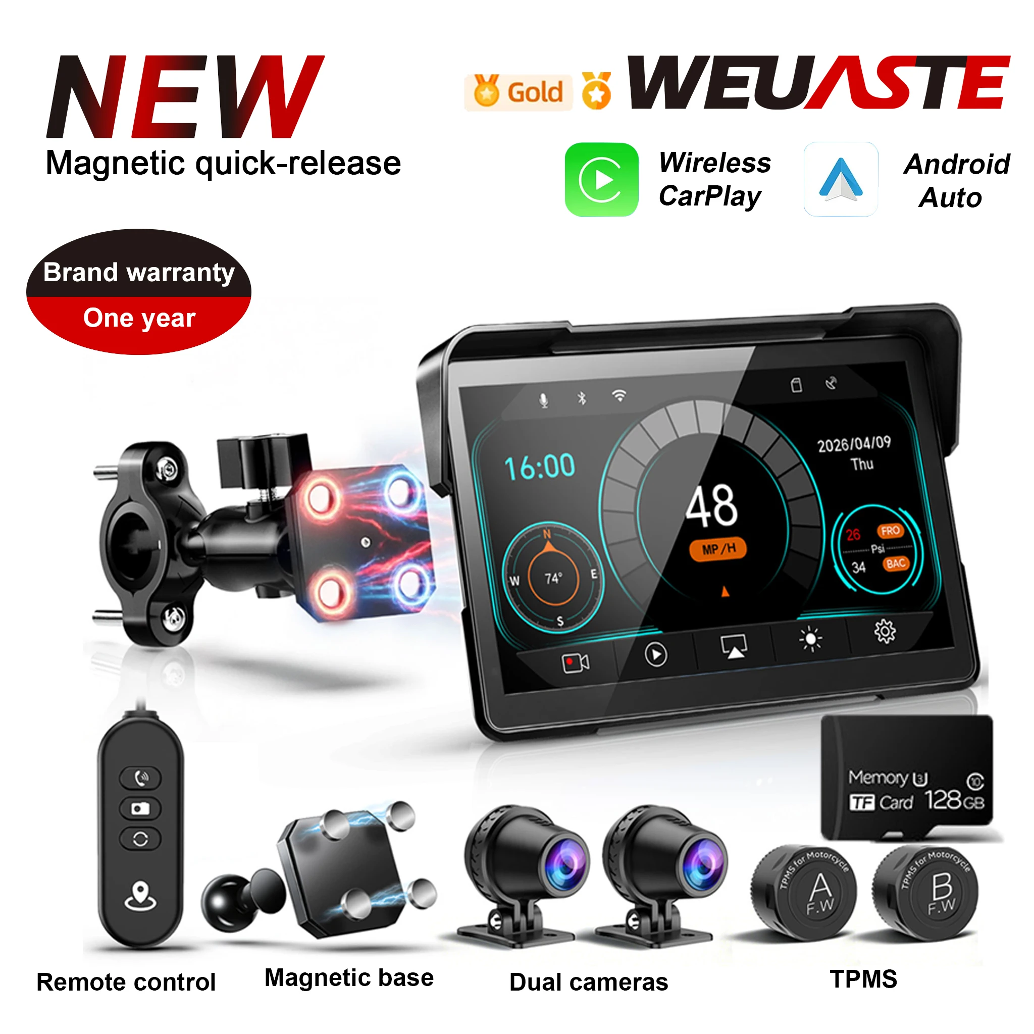 WEUASTE 6-7 WEUASTE Motorcycle Wireless Magnetic CarPlay Android Auto Portable Quick-Release GPS Navigation For All Models
WEUASTE 6-7 WEUASTE Motorcycle Wireless Magnetic CarPlay Android Auto Portable Quick-Release GPS Navigation For All Models