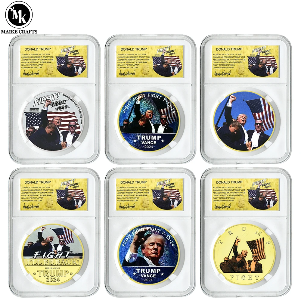 2024 New Donald Trump Assassination Failure Commemorative Coin FIGHT Metal Medal Challenge Coin with Protective Shell Collection
2024 New Donald Trump Assassination Failure Commemorative Coin FIGHT Metal Medal Challenge Coin with Protective Shell Collection