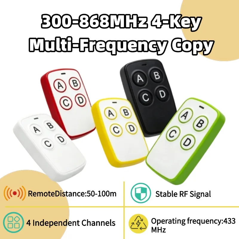 300-868MHz Universal RF Garage Door Remote Control, multi-frequency wireless code clone grabber handheld key fob, durable portab
300-868MHz Universal RF Garage Door Remote Control, multi-frequency wireless code clone grabber handheld key fob, durable portab