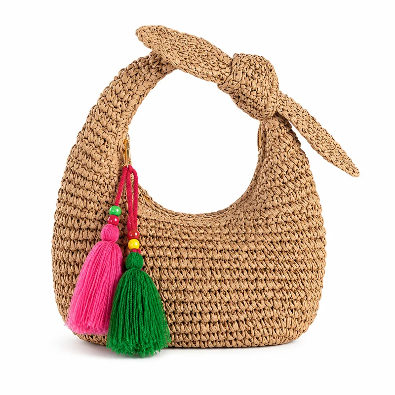 Women Straw Crescent Bag Summer Woven Handbag Bow Decor Top Handle Crossbody Shoulder Purse
Women Straw Crescent Bag Summer Woven Handbag Bow Decor Top Handle Crossbody Shoulder Purse