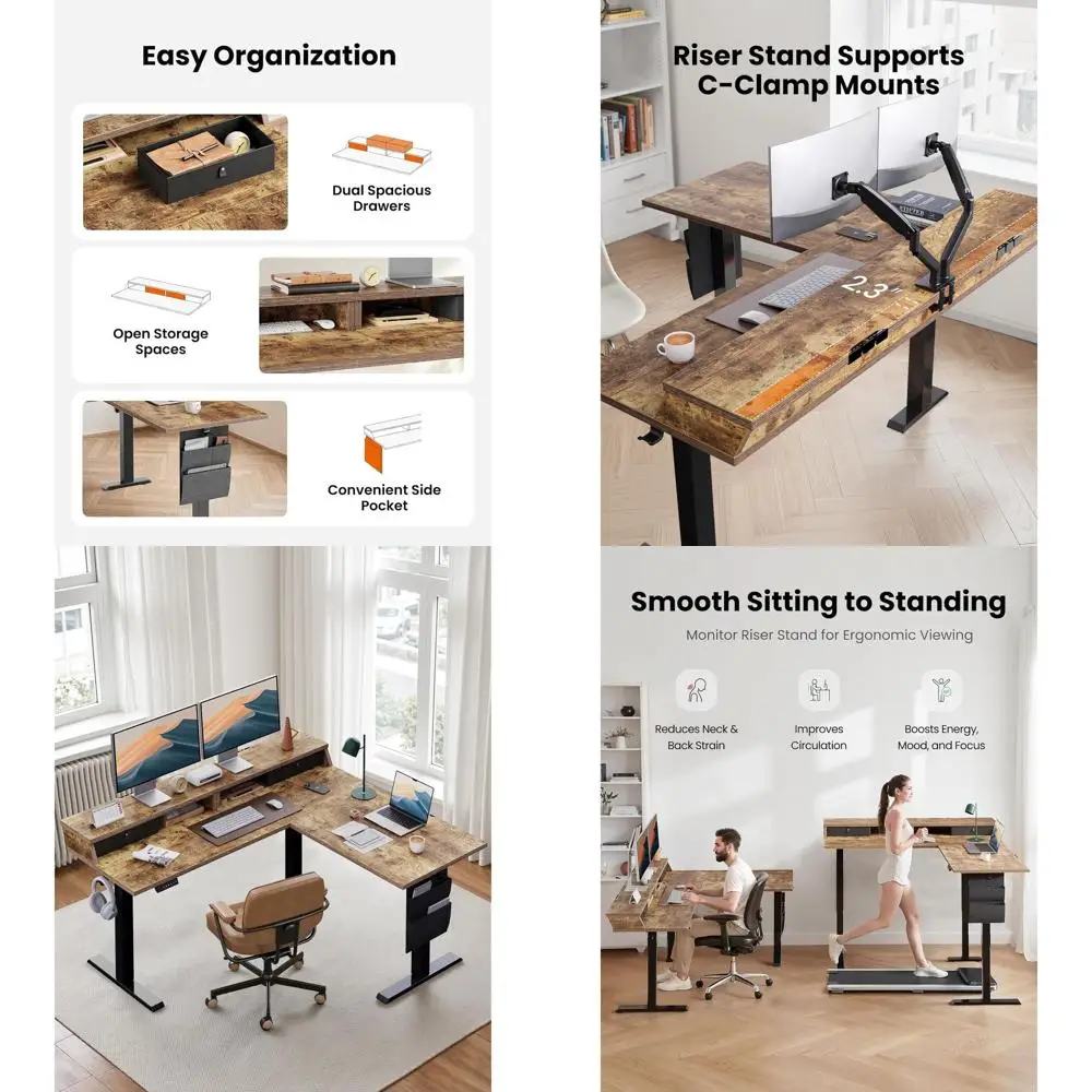 L Shaped Electric Standing Desk, 63" Ergonomic Height Adjustable Desk with Ders, Sit Stand Computer Table with Storage or Work O
L Shaped Electric Standing Desk, 63" Ergonomic Height Adjustable Desk with Ders, Sit Stand Computer Table with Storage or Work O