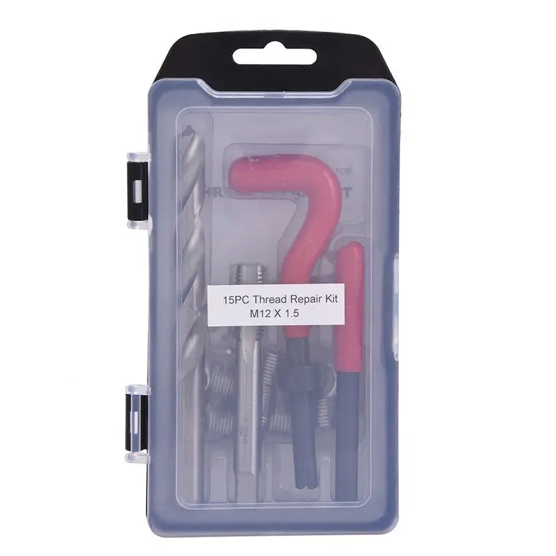 15Pcs Thread Repair Tool Kit For Restoring Damaged Threads Spanner Wrench Twist Drill Bit Kit M12x1.25 M12x1.5 M12x1.75
15Pcs Thread Repair Tool Kit For Restoring Damaged Threads Spanner Wrench Twist Drill Bit Kit M12x1.25 M12x1.5 M12x1.75