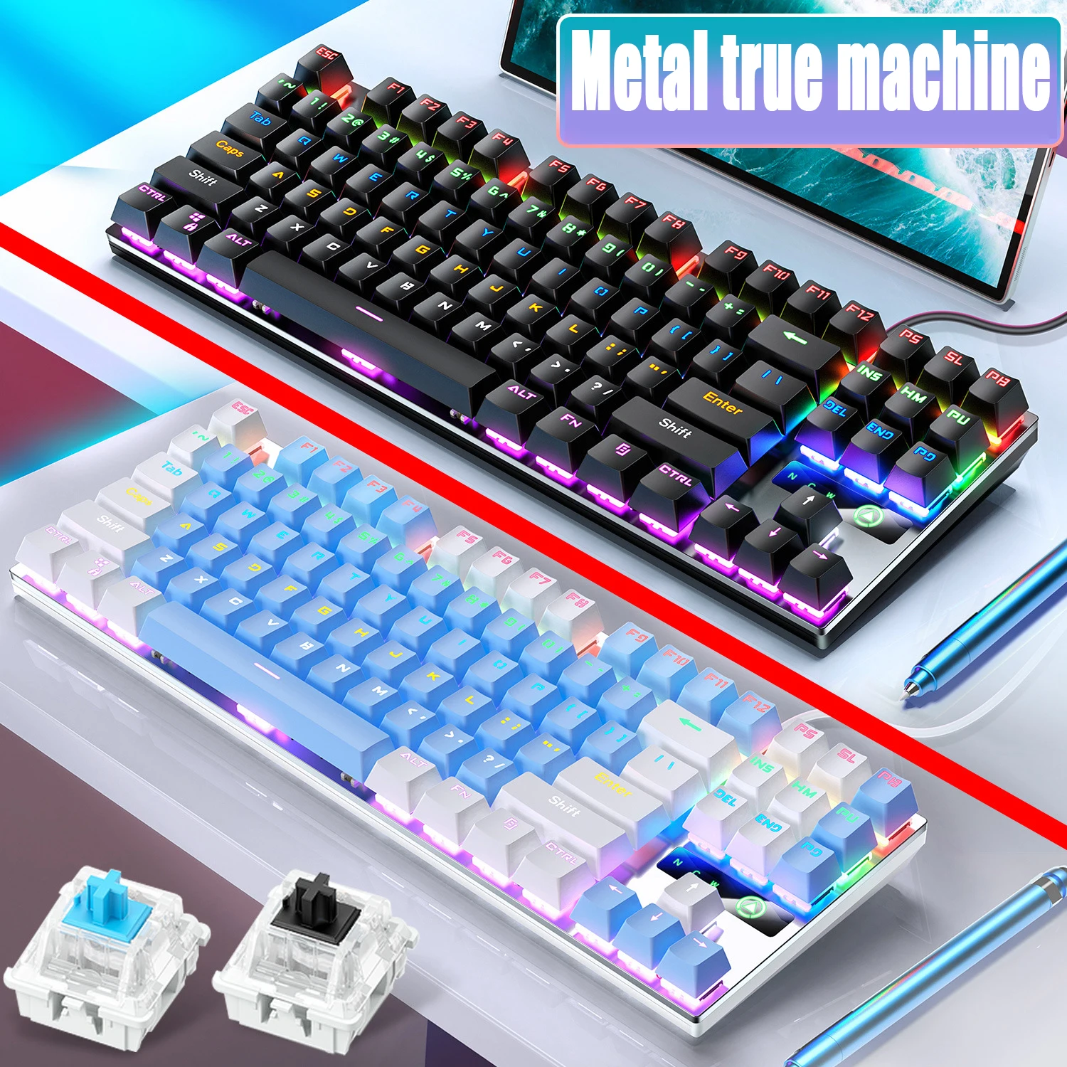 ZK3 Metal Mechanical Keyboard 87 Keys 104 Keys Glowing Cyan Axis Black Axis Computer Accessories Color Block Game
ZK3 Metal Mechanical Keyboard 87 Keys 104 Keys Glowing Cyan Axis Black Axis Computer Accessories Color Block Game