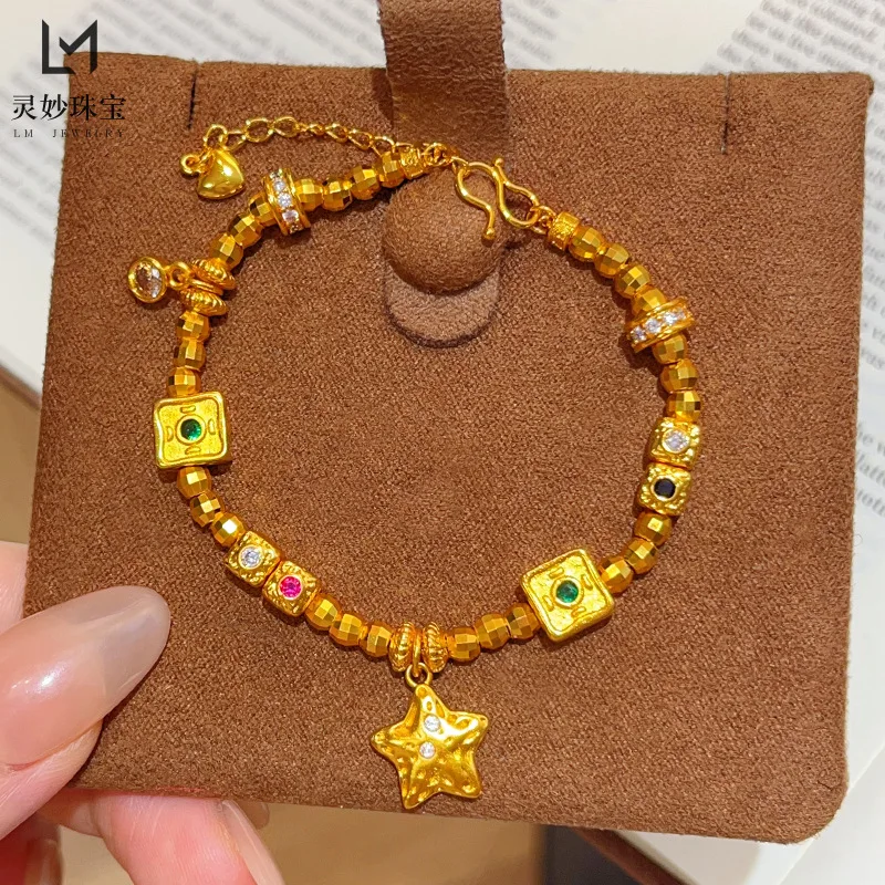 9999 24K real gold store same style women's gold bracelet with diamonds, meteorites, stars, transfer beads, exquisite jewelry gi
9999 24K real gold store same style women's gold bracelet with diamonds, meteorites, stars, transfer beads, exquisite jewelry gi