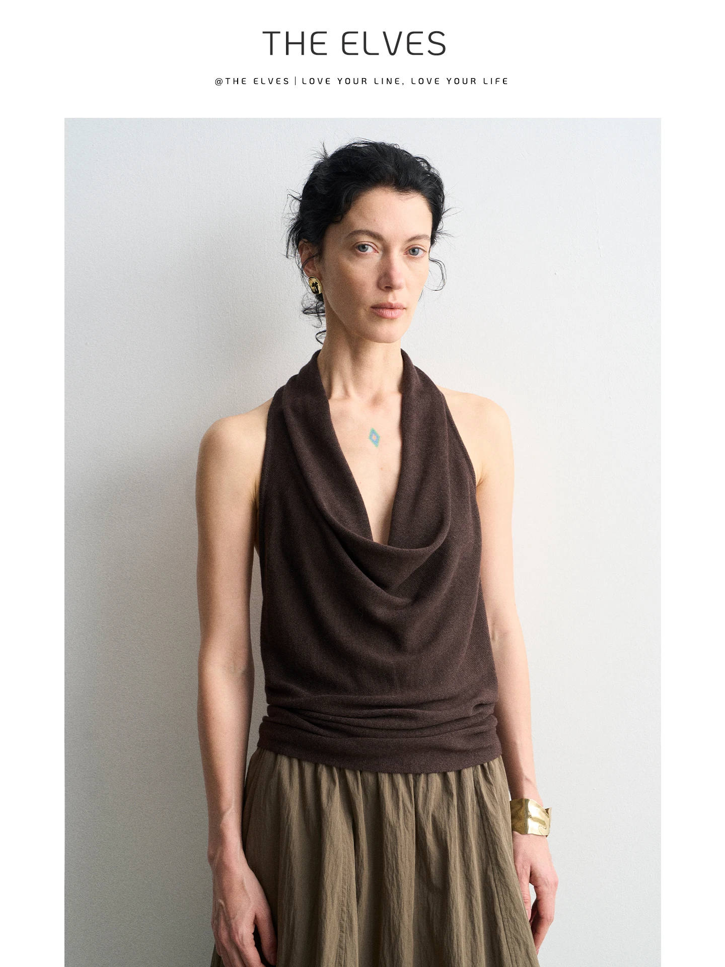 Elves 2026 Spring Summer Women's Knitted Vest Sleeveless Neck Hanging Design Slim Fit Fashionable Color Brown Top
Elves 2026 Spring Summer Women's Knitted Vest Sleeveless Neck Hanging Design Slim Fit Fashionable Color Brown Top
