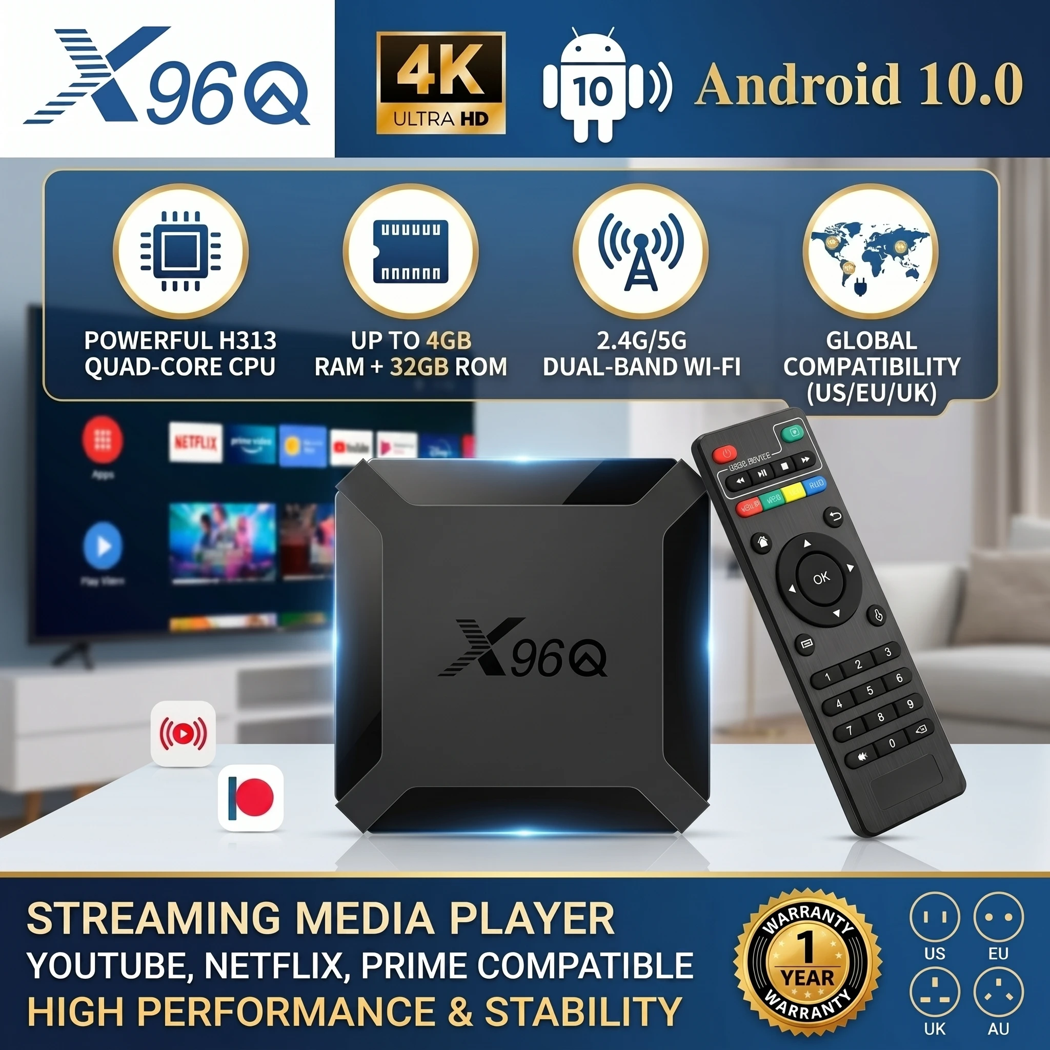 X96Q 4GB 32GB TV Box Android 10.0 4K Allwinner H313 Quad Core 2.4G Wifi Google Player Youtube Media Player Smart Set Top Box
X96Q 4GB 32GB TV Box Android 10.0 4K Allwinner H313 Quad Core 2.4G Wifi Google Player Youtube Media Player Smart Set Top Box
