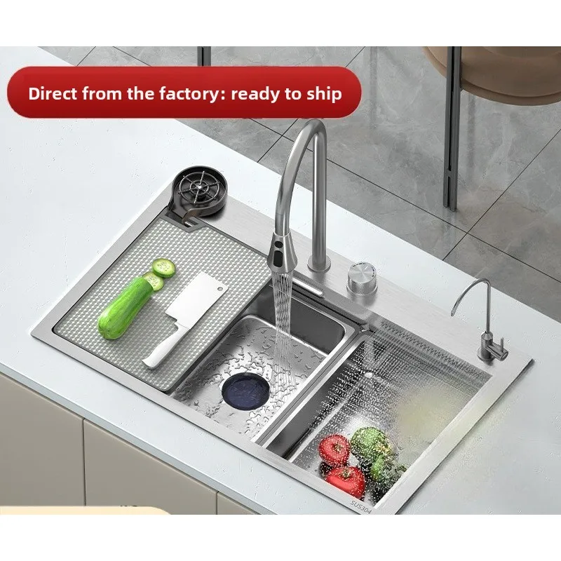 Stainless Steel Kitchen Sink Large Single Bowl Farmhouse Style Waterfall Splash Free Standing High Capacity USA EU Market
Stainless Steel Kitchen Sink Large Single Bowl Farmhouse Style Waterfall Splash Free Standing High Capacity USA EU Market