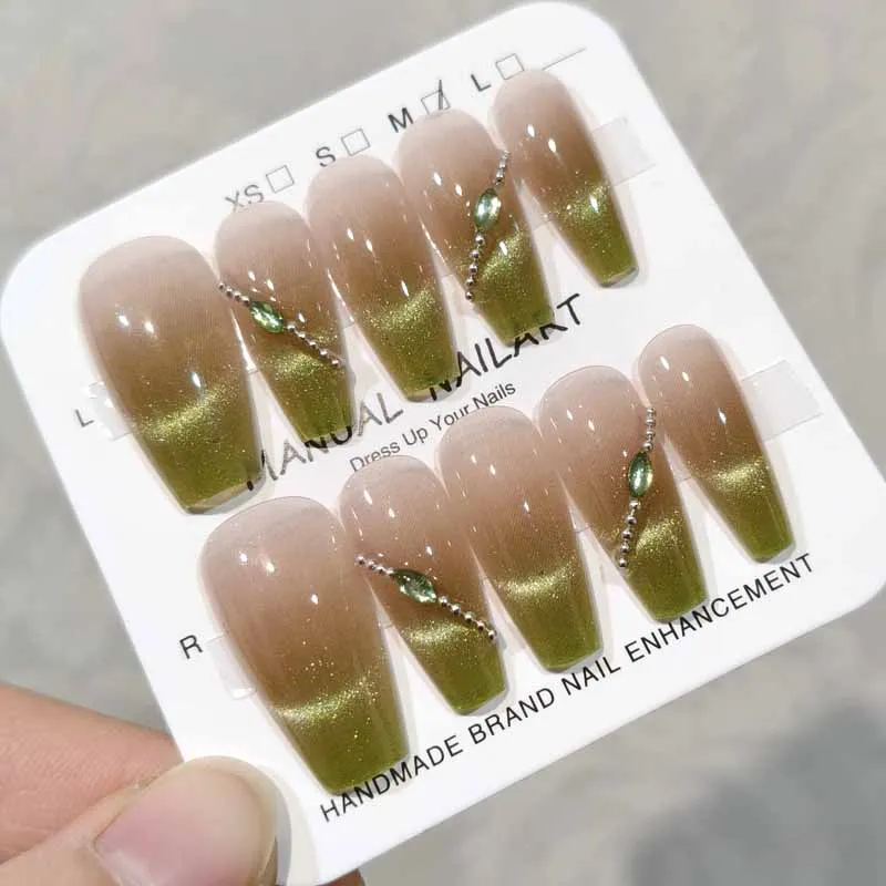 10Pcs Women Handmade High-end Press on Nails Ins Trend Crescent Cat's Eye Diamond Fake Nails Fresh and Cute Nail Art Nail Slices
10Pcs Women Handmade High-end Press on Nails Ins Trend Crescent Cat's Eye Diamond Fake Nails Fresh and Cute Nail Art Nail Slices