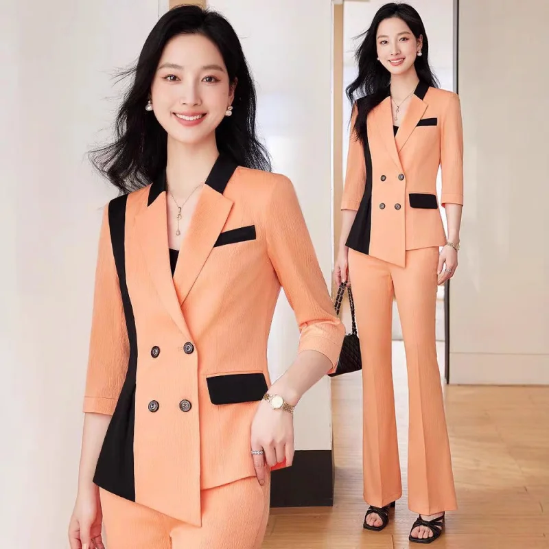Fashionable and high-end women's three-quarter sleeve blazer with a stylish design2025New Spring/Summer Korean Style Double-Brea
Fashionable and high-end women's three-quarter sleeve blazer with a stylish design2025New Spring/Summer Korean Style Double-Brea