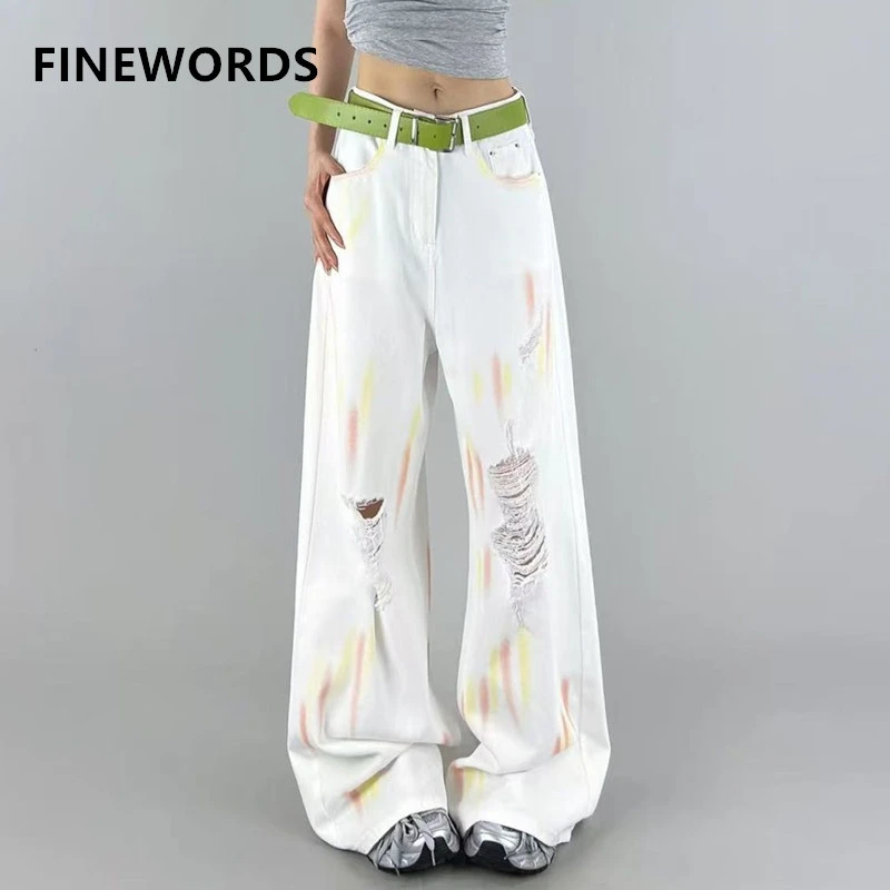 FINEWORDS Vintage Ripped Baggy Jeans Women High Waist Easymatch Wide Leg Jeans Printed Punk Loose Jeans
FINEWORDS Vintage Ripped Baggy Jeans Women High Waist Easymatch Wide Leg Jeans Printed Punk Loose Jeans