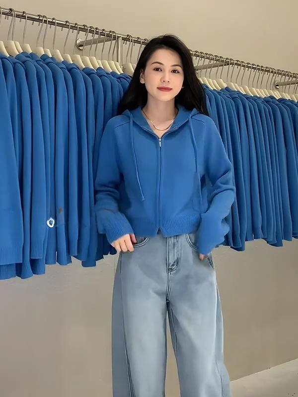 Blue Zipper Hooded Knitted Sweater Cardigan Women Early Autumn New Style Slimming Versatile Short Inner Shirt Commute Style L...
Blue Zipper Hooded Knitted Sweater Cardigan Women Early Autumn New Style Slimming Versatile Short Inner Shirt Commute Style L...