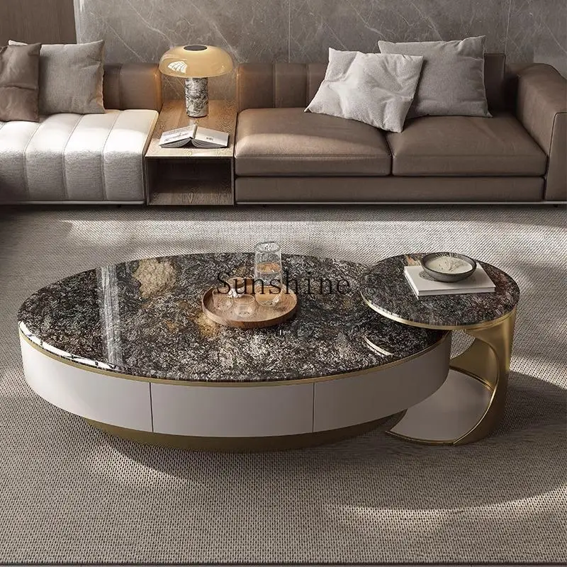 Modern simple villa pure natural luxury stone size round coffee table combination
Modern simple villa pure natural luxury stone size round coffee table combination